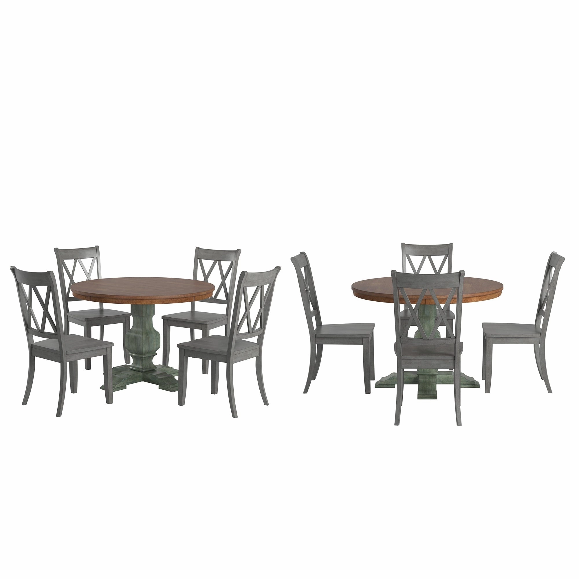 Ronda 45 Round Solid Wood Top Dining Set with X-Back Chairs