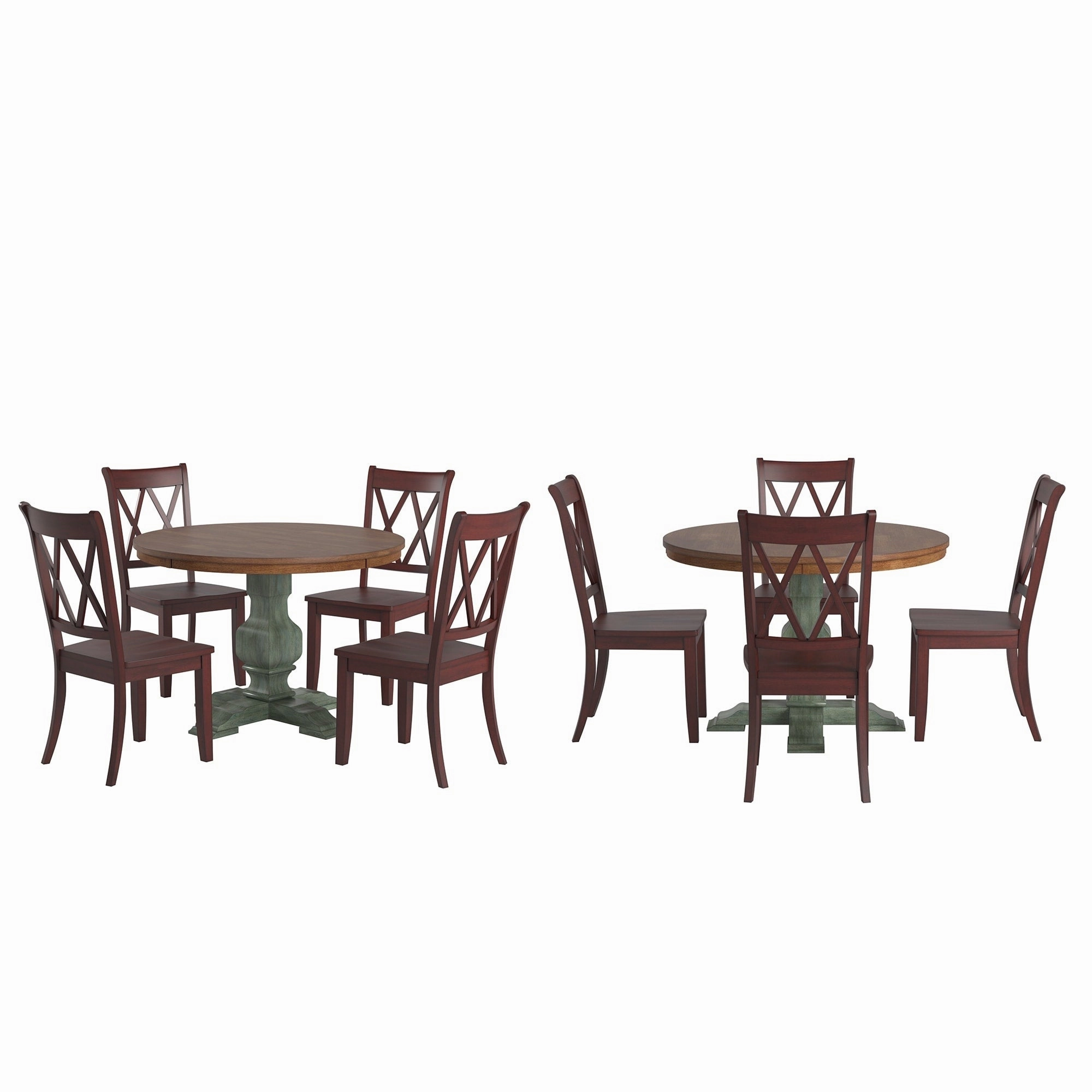 Ronda 45 Round Solid Wood Top Dining Set with X-Back Chairs
