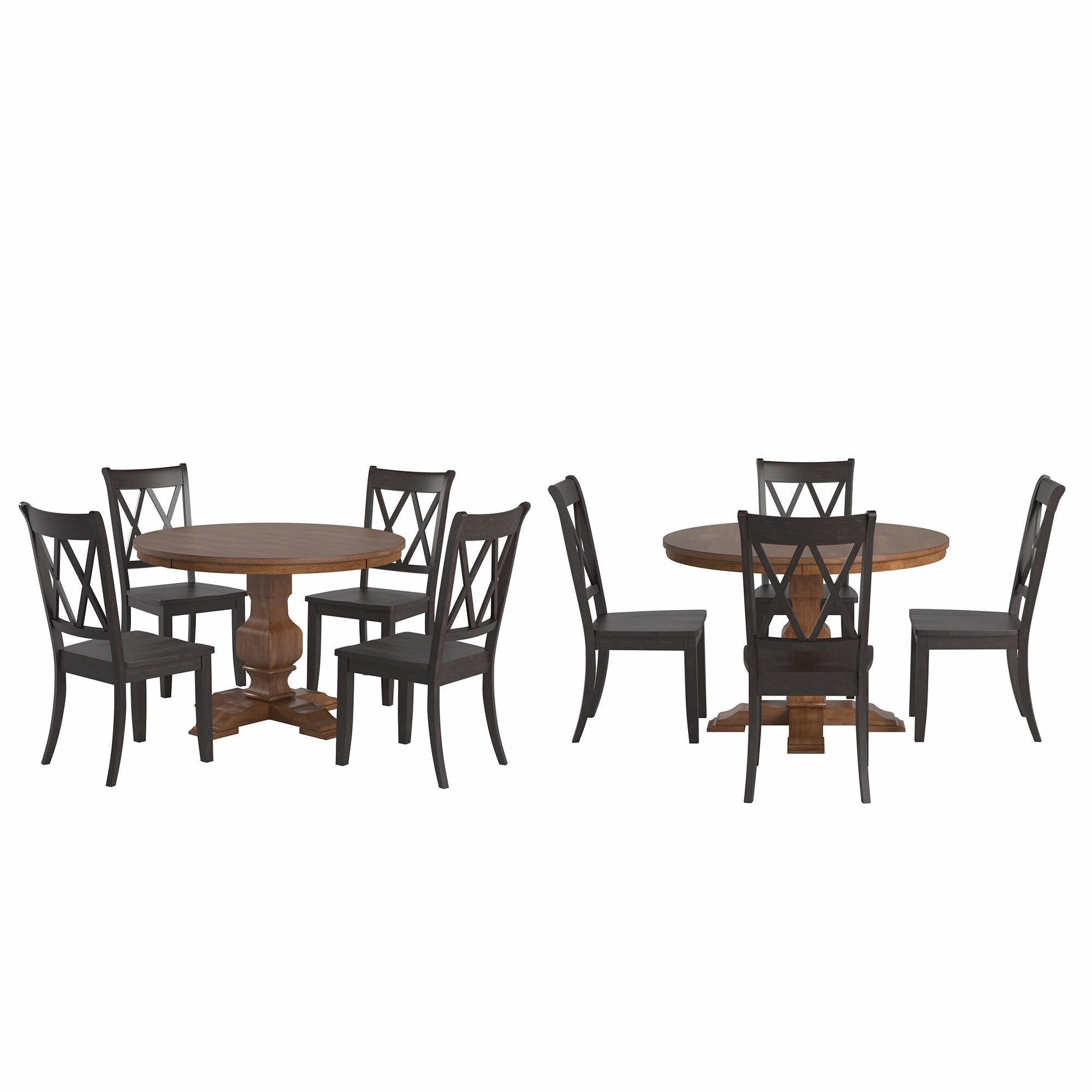 Ronda 45 Round Solid Wood Top Dining Set with X-Back Chairs