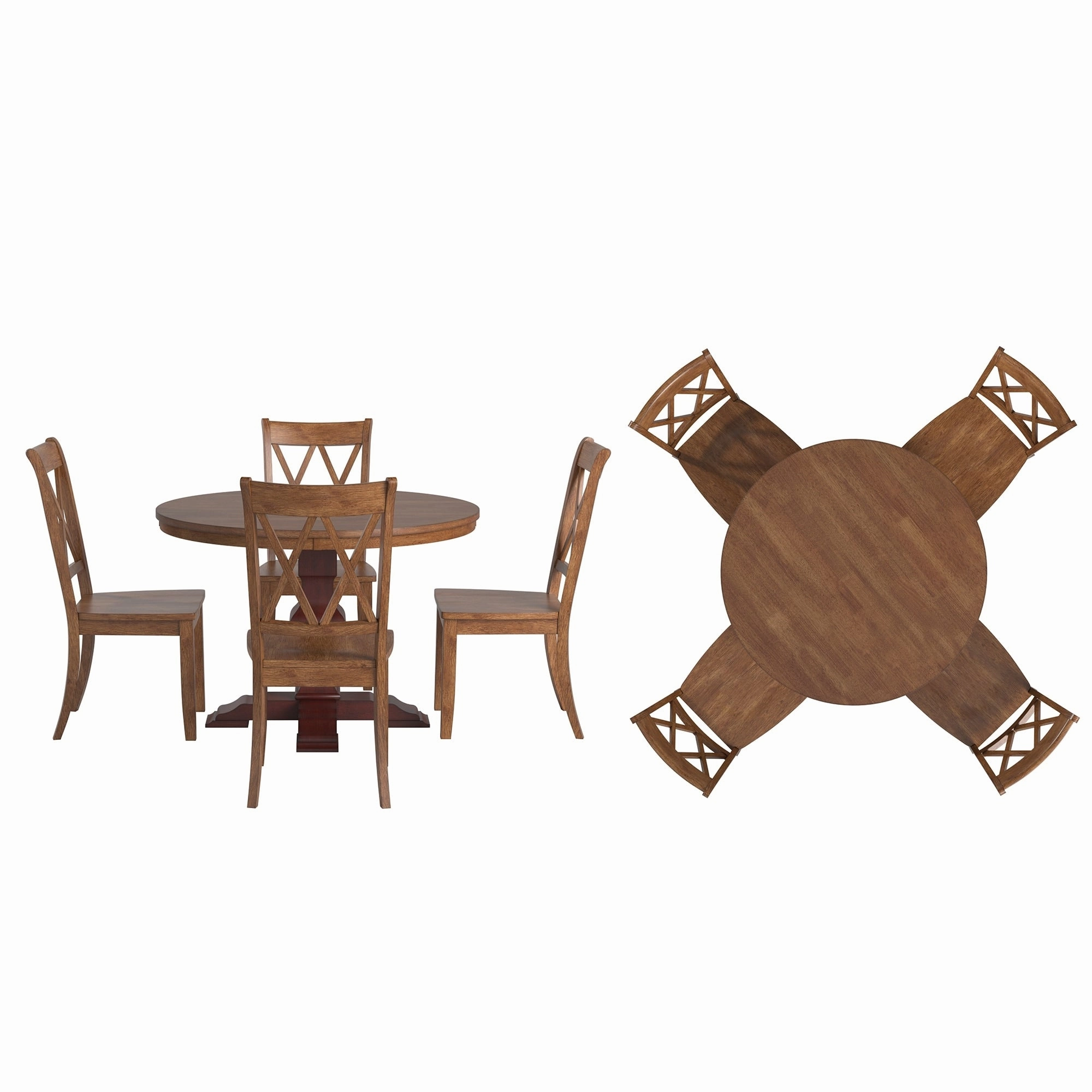 Ronda 45 Round Solid Wood Top Dining Set with X-Back Chairs
