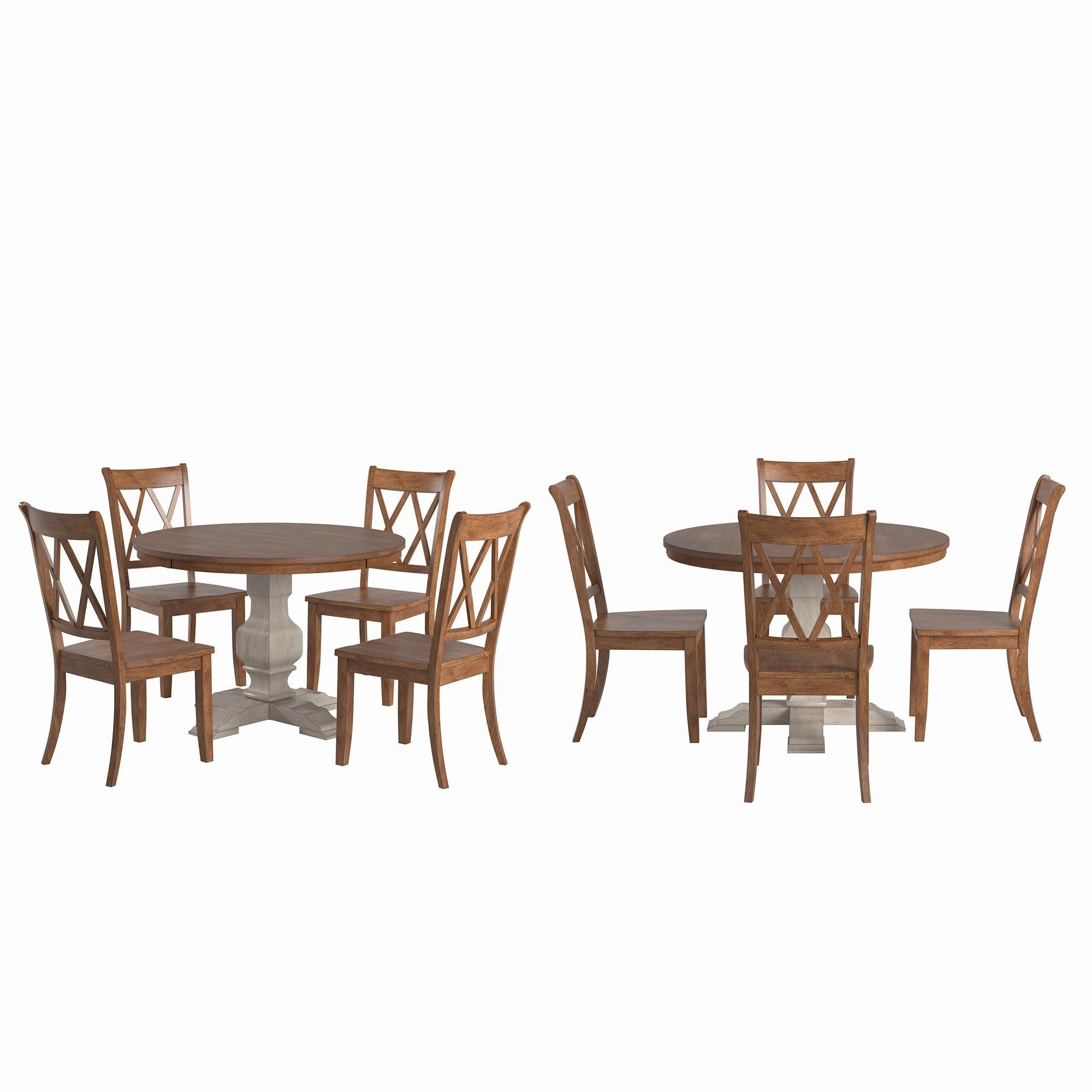 Ronda 45 Round Solid Wood Top Dining Set with X-Back Chairs