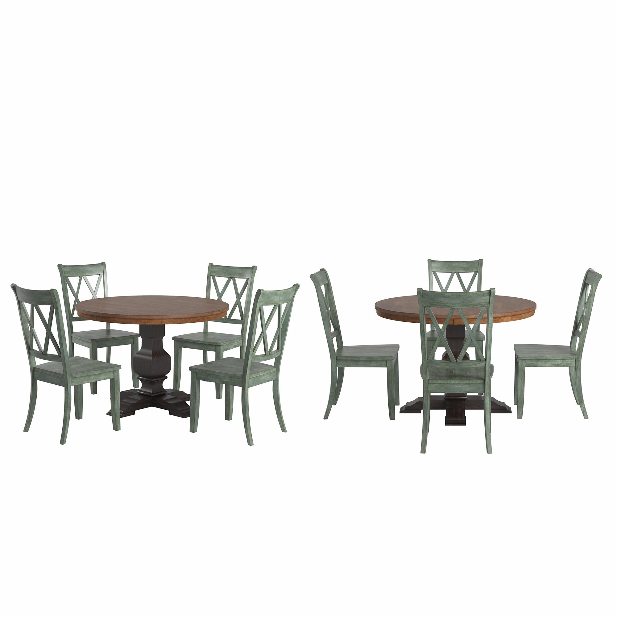 Ronda 45 Round Solid Wood Top Dining Set with X-Back Chairs
