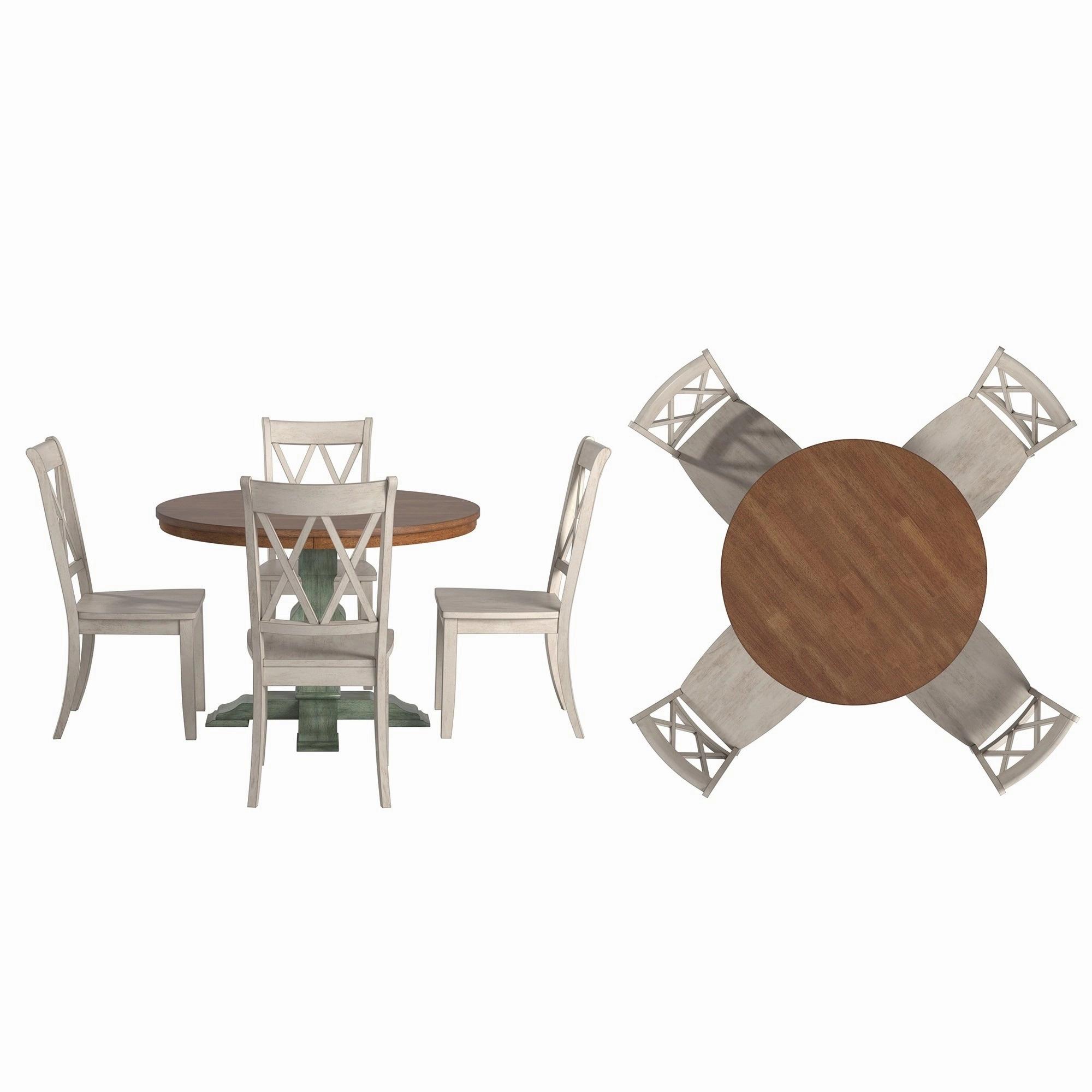 Ronda 45 Round Solid Wood Top Dining Set with X-Back Chairs