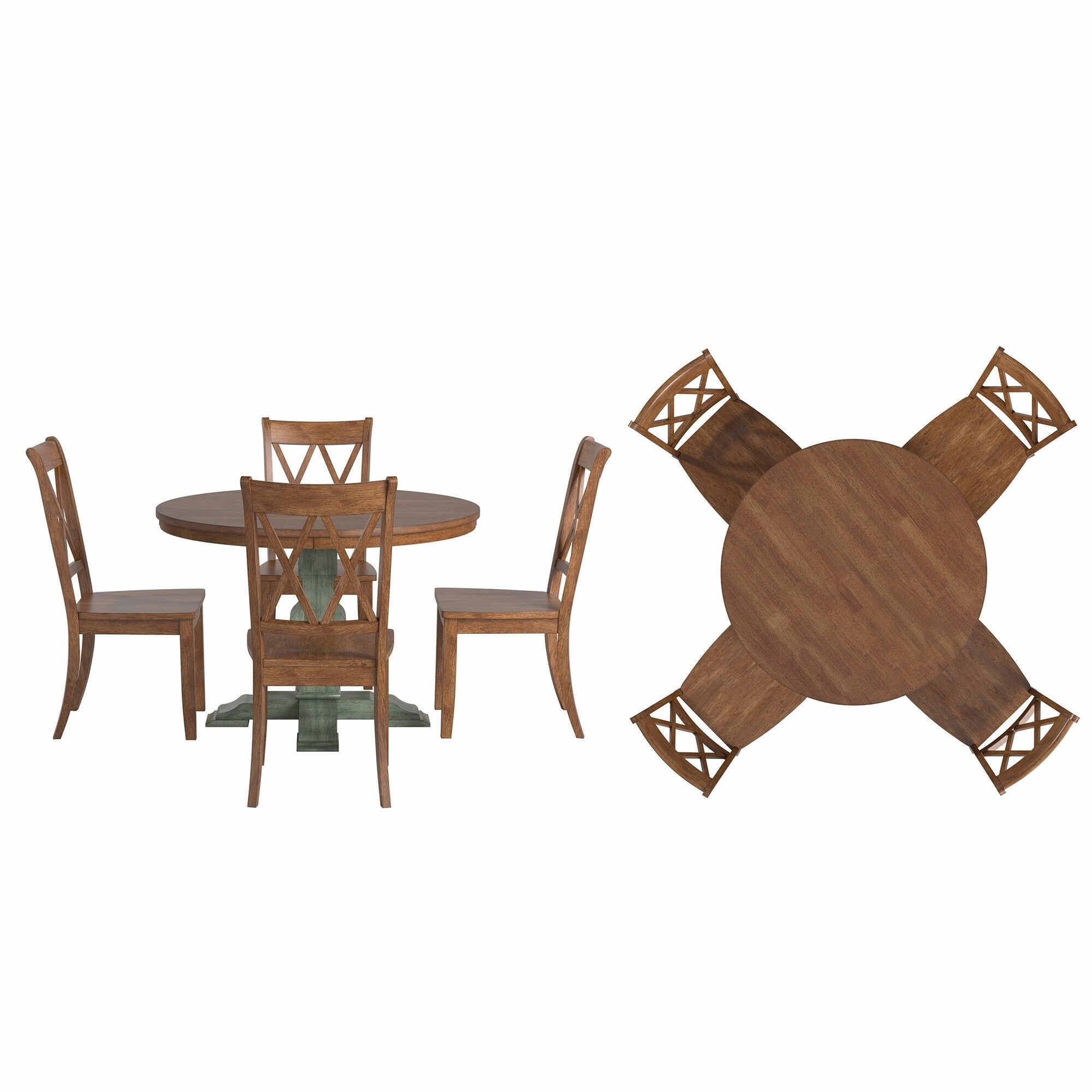 Ronda 45 Round Solid Wood Top Dining Set with X-Back Chairs