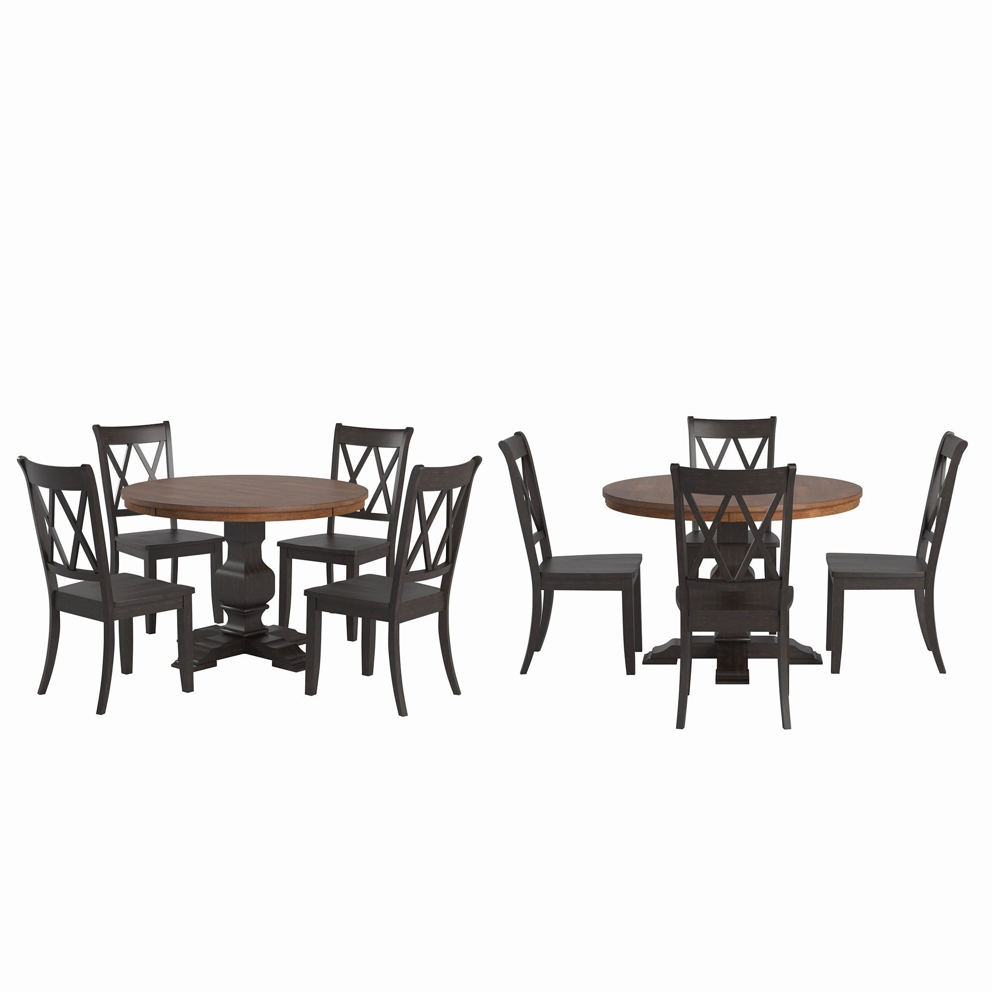Ronda 45 Round Solid Wood Top Dining Set with X-Back Chairs