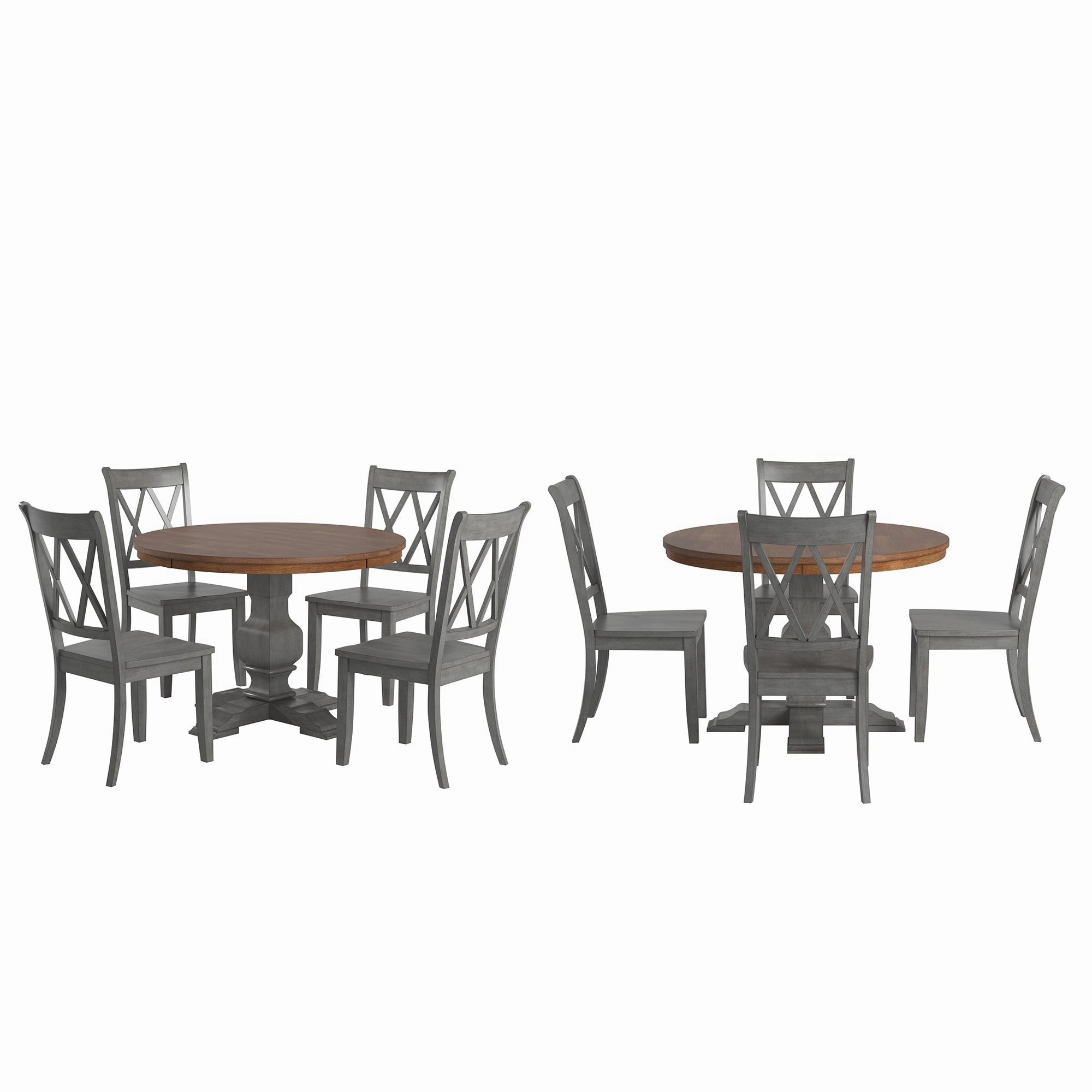 Ronda 45 Round Solid Wood Top Dining Set with X-Back Chairs