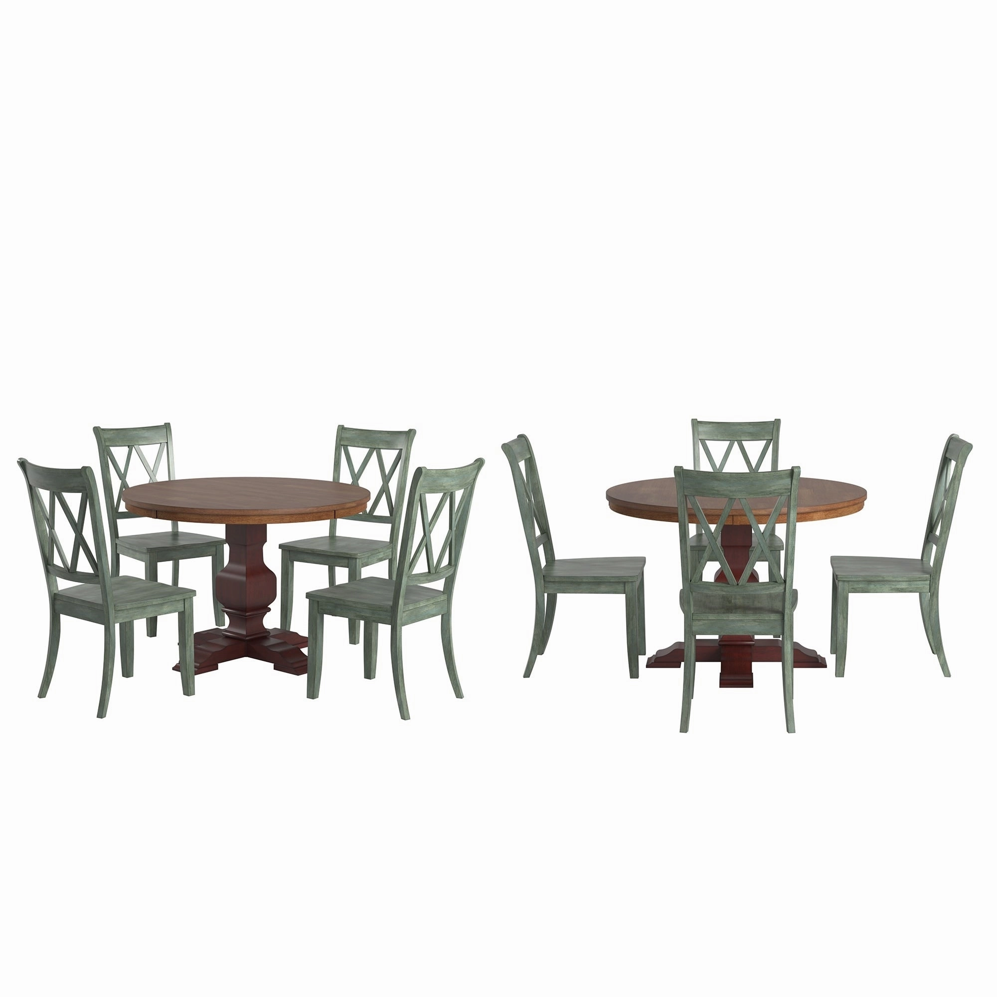 Ronda 45 Round Solid Wood Top Dining Set with X-Back Chairs