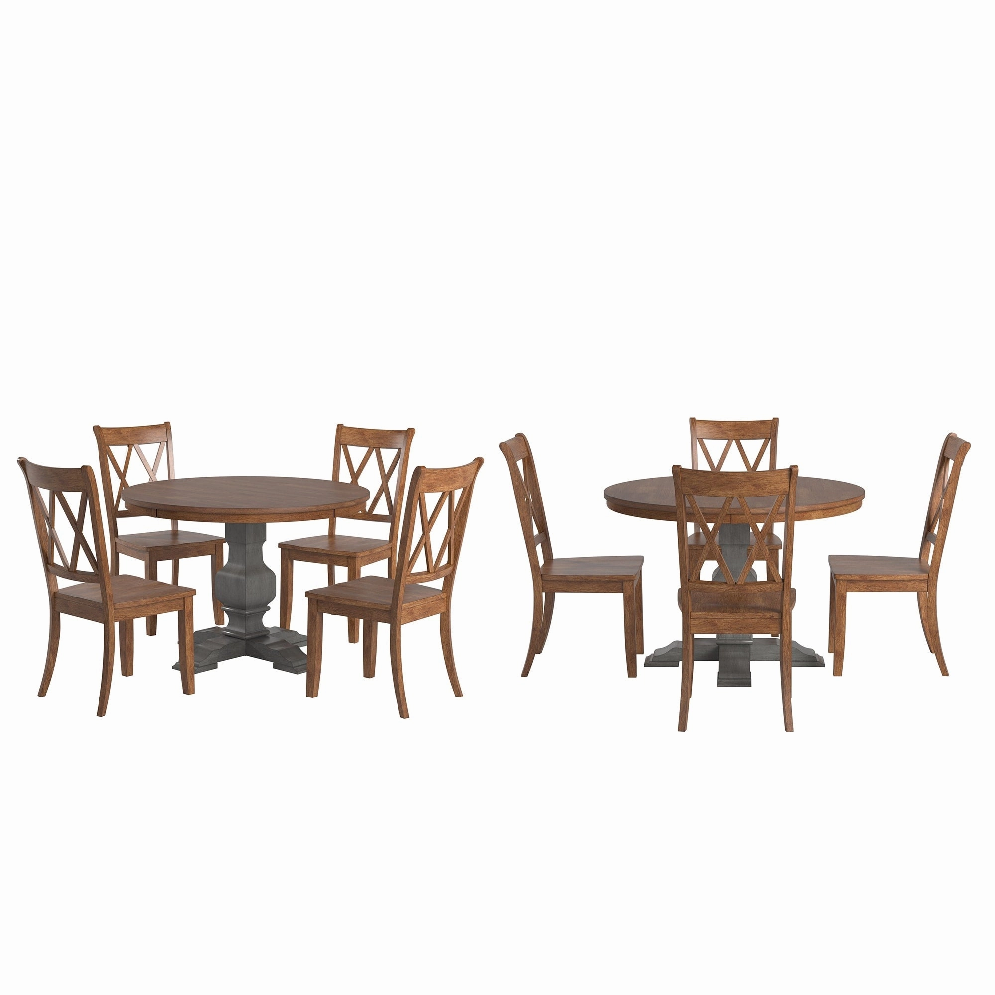 Ronda 45 Round Solid Wood Top Dining Set with X-Back Chairs
