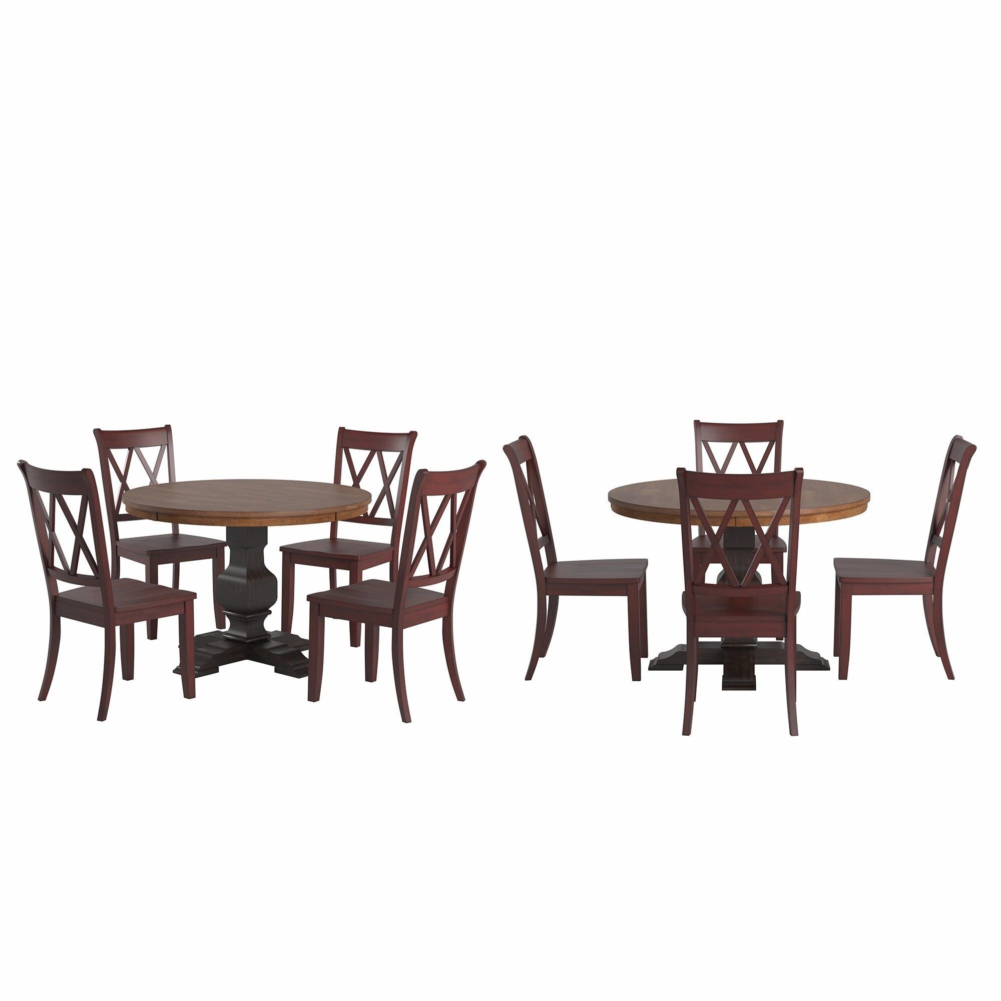 Ronda 45 Round Solid Wood Top Dining Set with X-Back Chairs