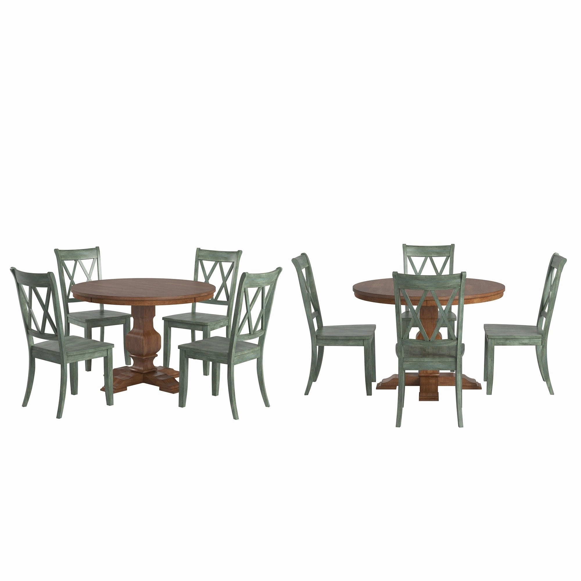 Ronda 45 Round Solid Wood Top Dining Set with X-Back Chairs