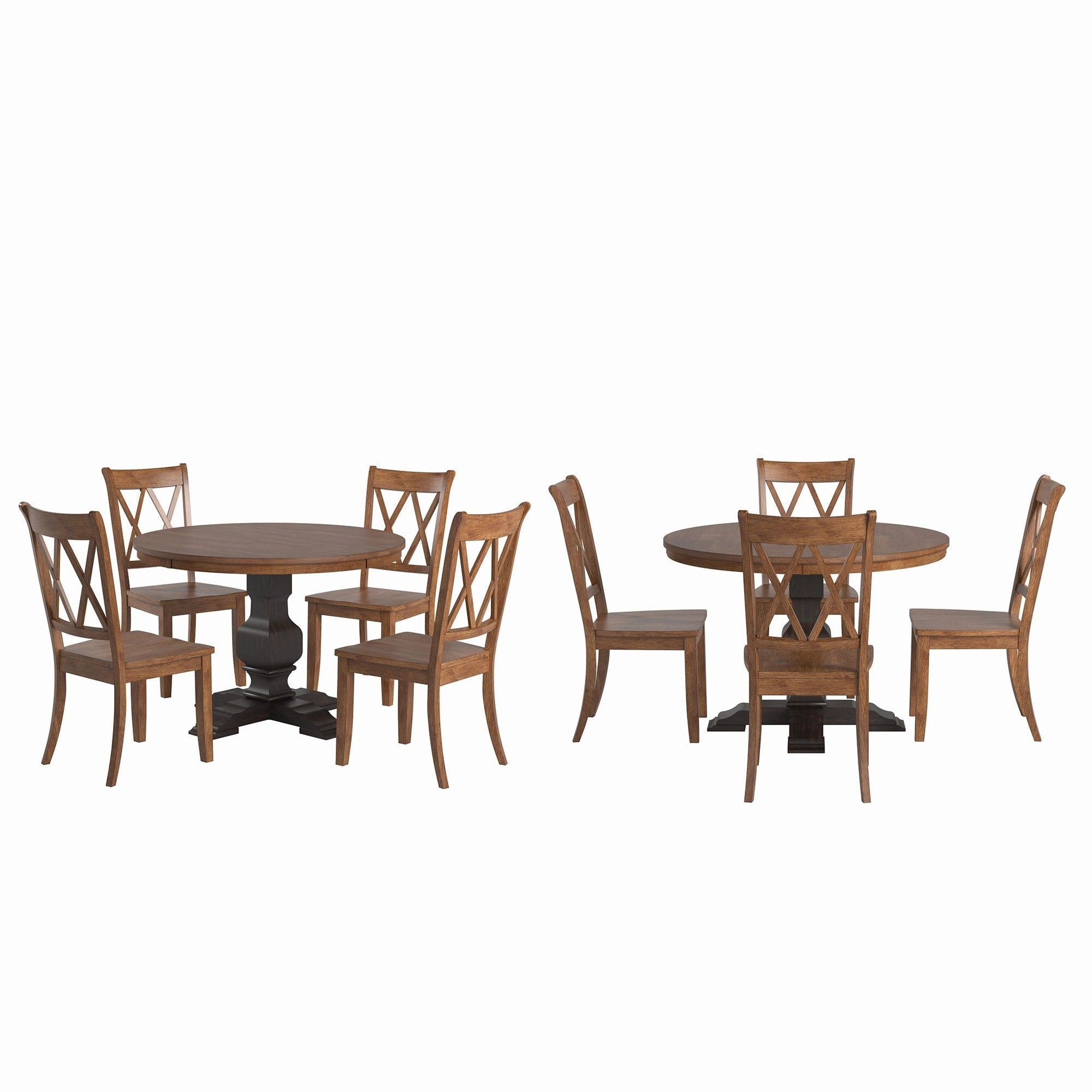 Ronda 45 Round Solid Wood Top Dining Set with X-Back Chairs