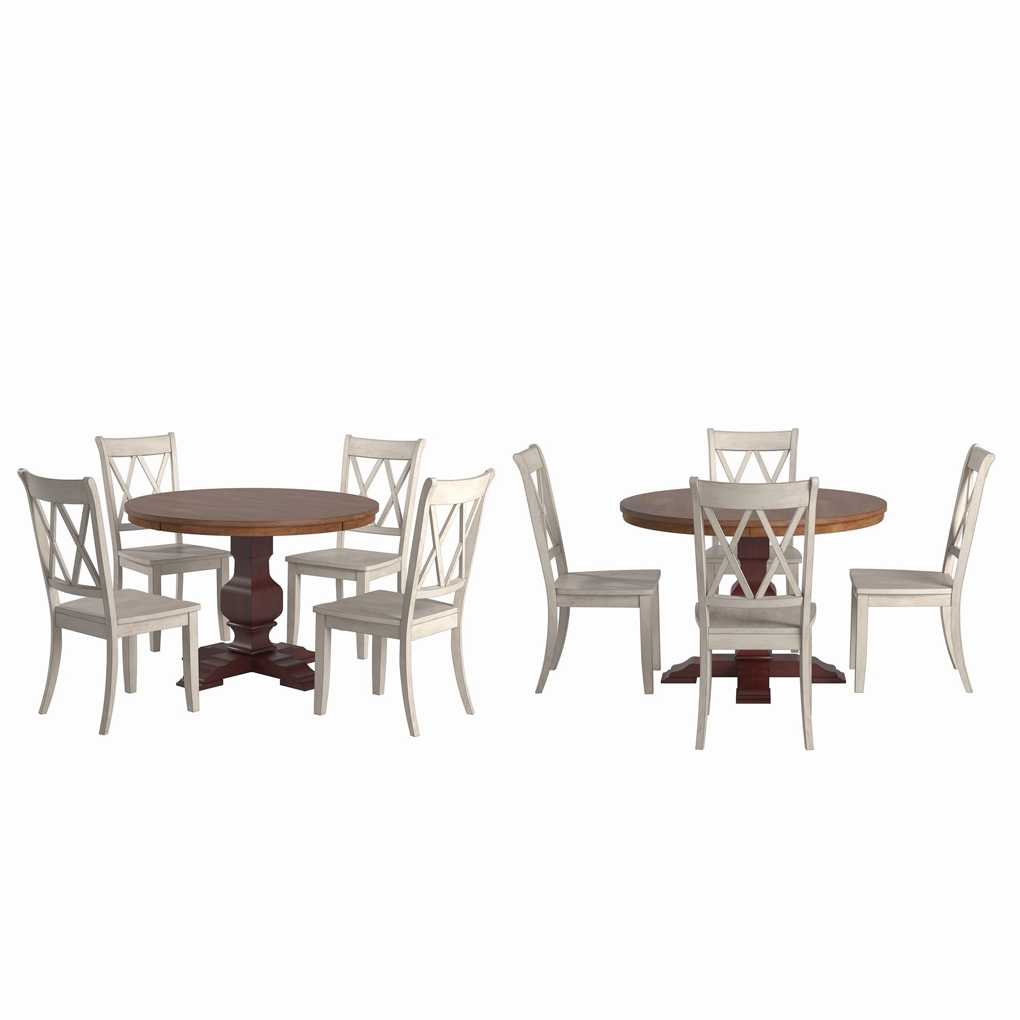 Ronda 45 Round Solid Wood Top Dining Set with X-Back Chairs