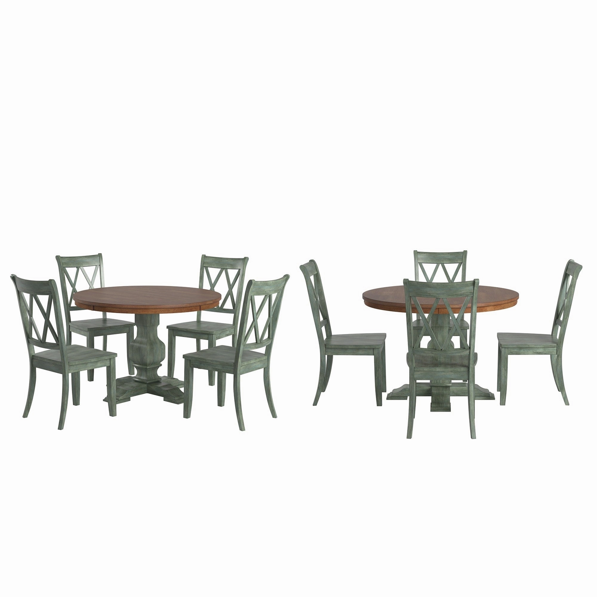 Ronda 45 Round Solid Wood Top Dining Set with X-Back Chairs