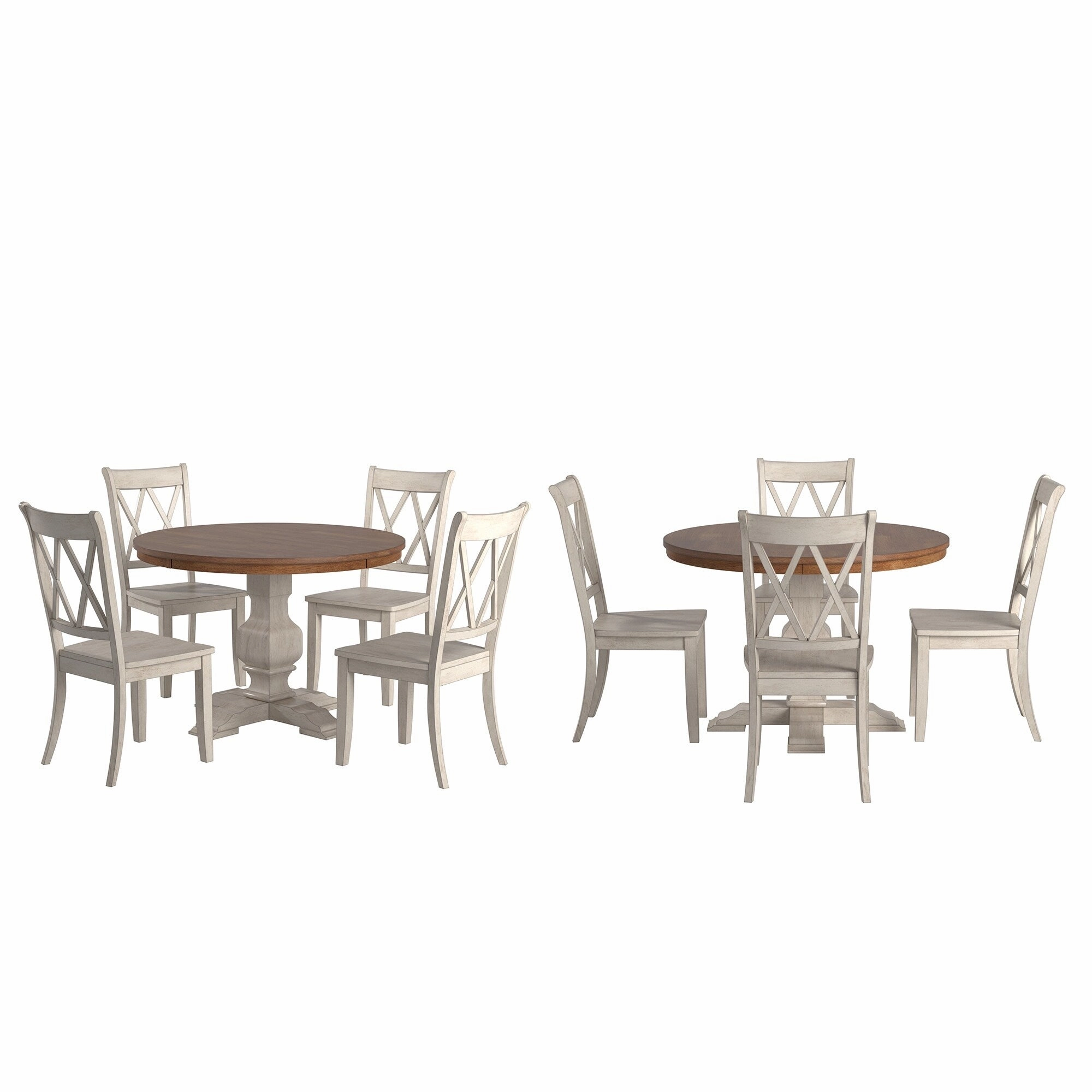 Ronda 45 Round Solid Wood Top Dining Set with X-Back Chairs
