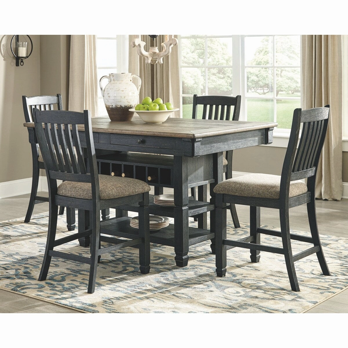 Signature Design by Ashley Tyler Creek Counter Height Dining Room Table - Black/Gray