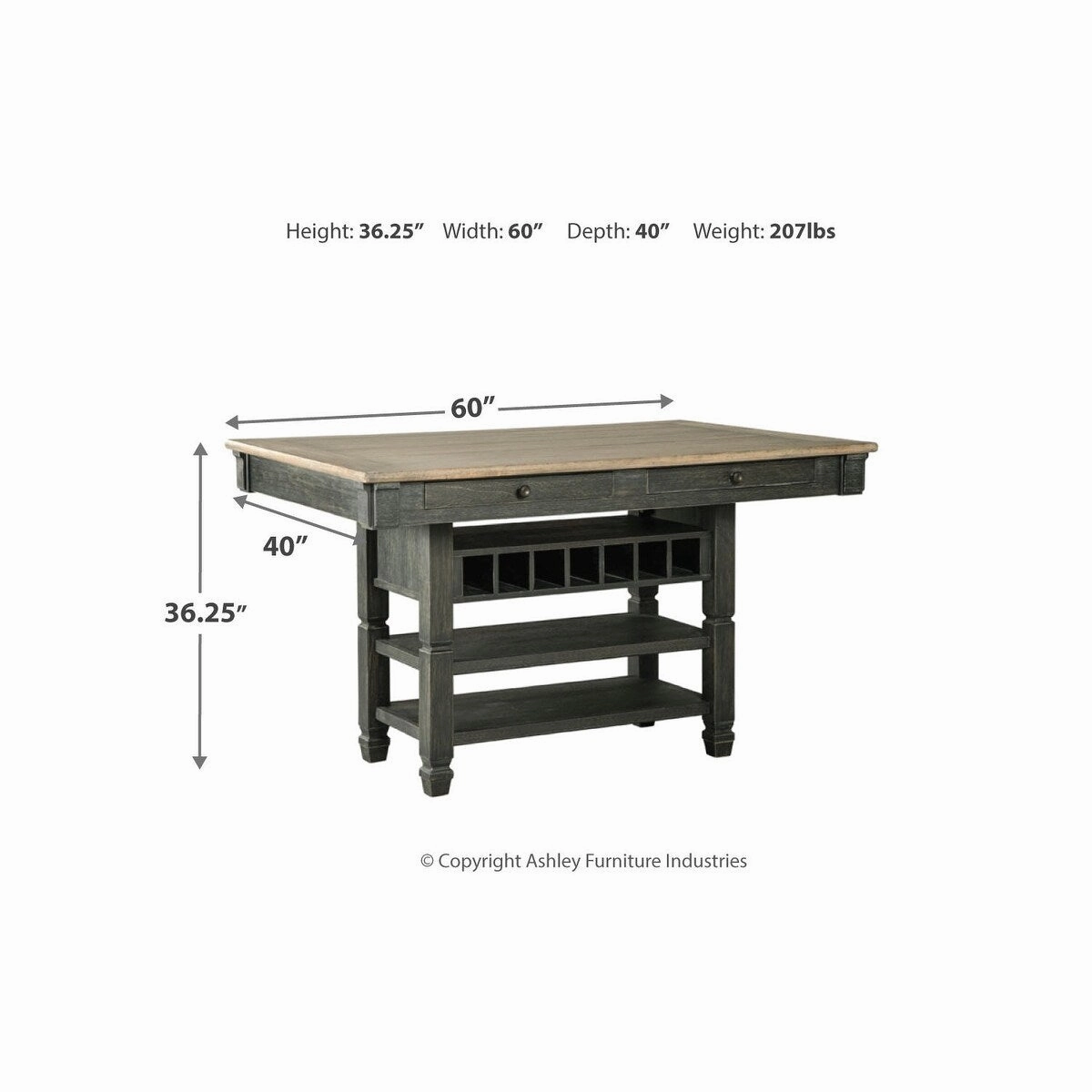Signature Design by Ashley Tyler Creek Counter Height Dining Room Table - Black/Gray