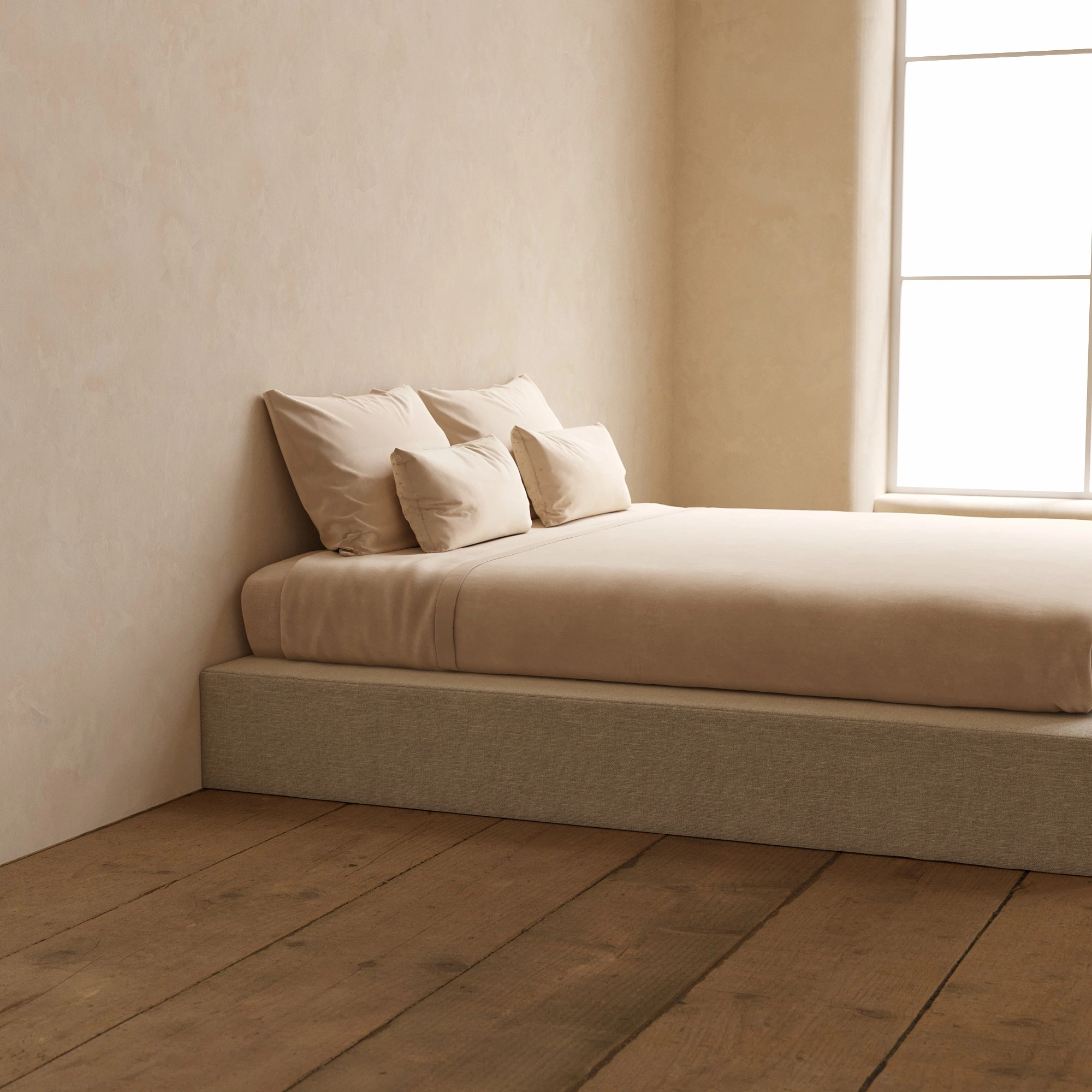 Slipcover Only - King Upholstered Platform Bed | Blended Weave in Oat