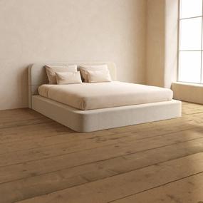Slipcover Only - King Upholstered Platform Bed   Headboard | Blended Weave in Oat
