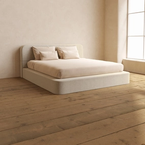 Slipcover Only - King Upholstered Platform Bed   Headboard | Blended Weave in Oat