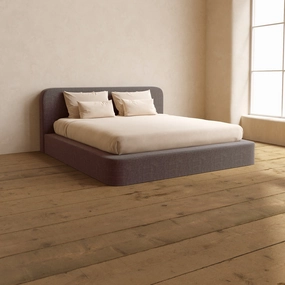 Slipcover Only - King Upholstered Platform Bed   Headboard | Heirloom Velvet in Caviar