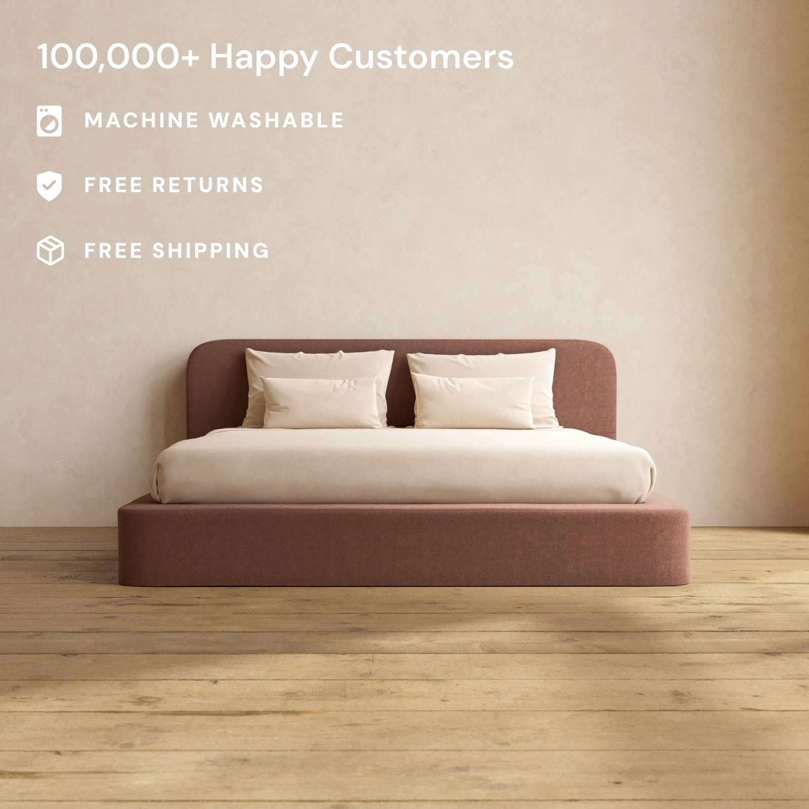 Slipcover Only - King Upholstered Platform Bed   Headboard | Heirloom Velvet in Chestnut