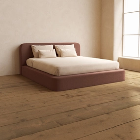 Slipcover Only - King Upholstered Platform Bed   Headboard | Heirloom Velvet in Chestnut