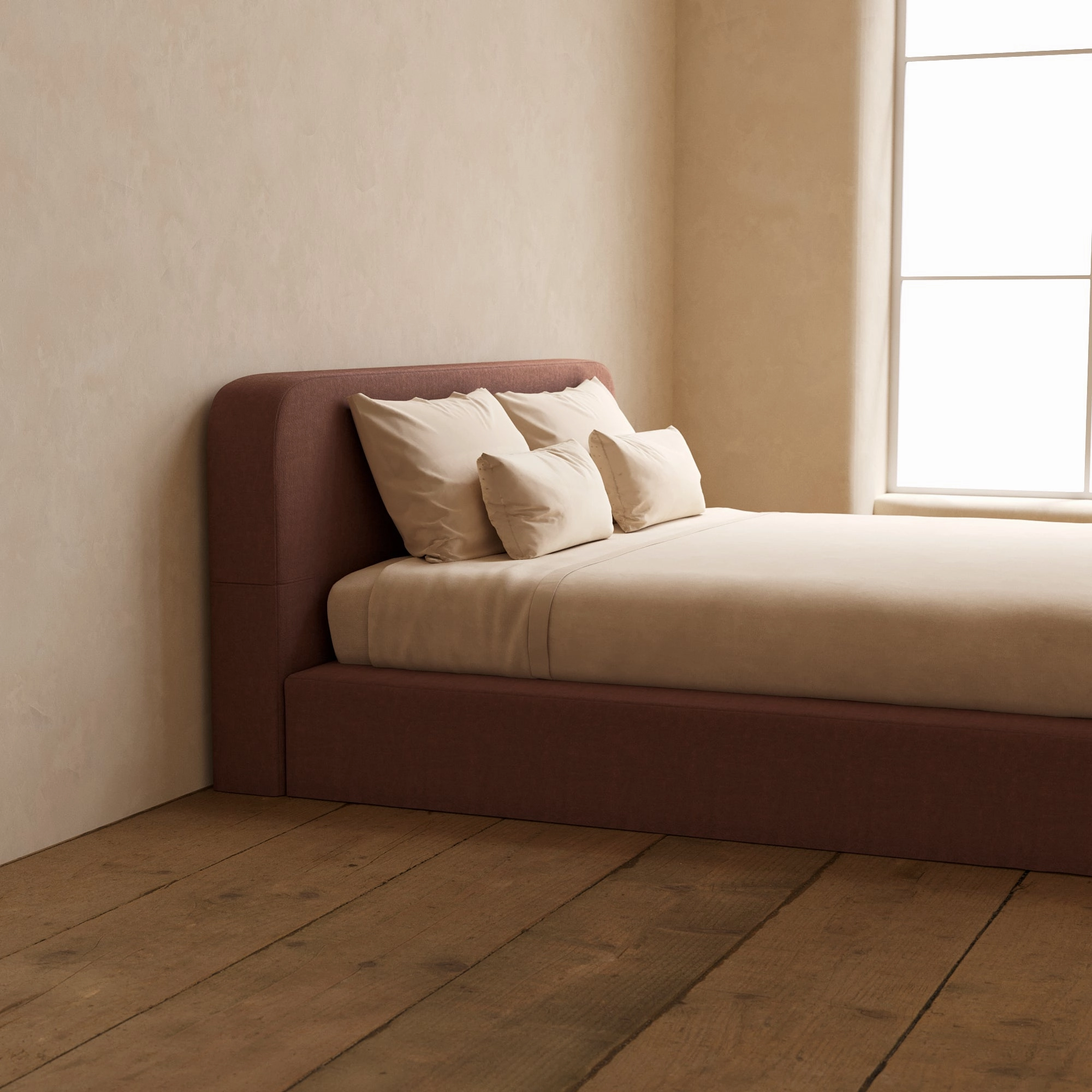 Slipcover Only - King Upholstered Platform Bed   Headboard | Heirloom Velvet in Chestnut