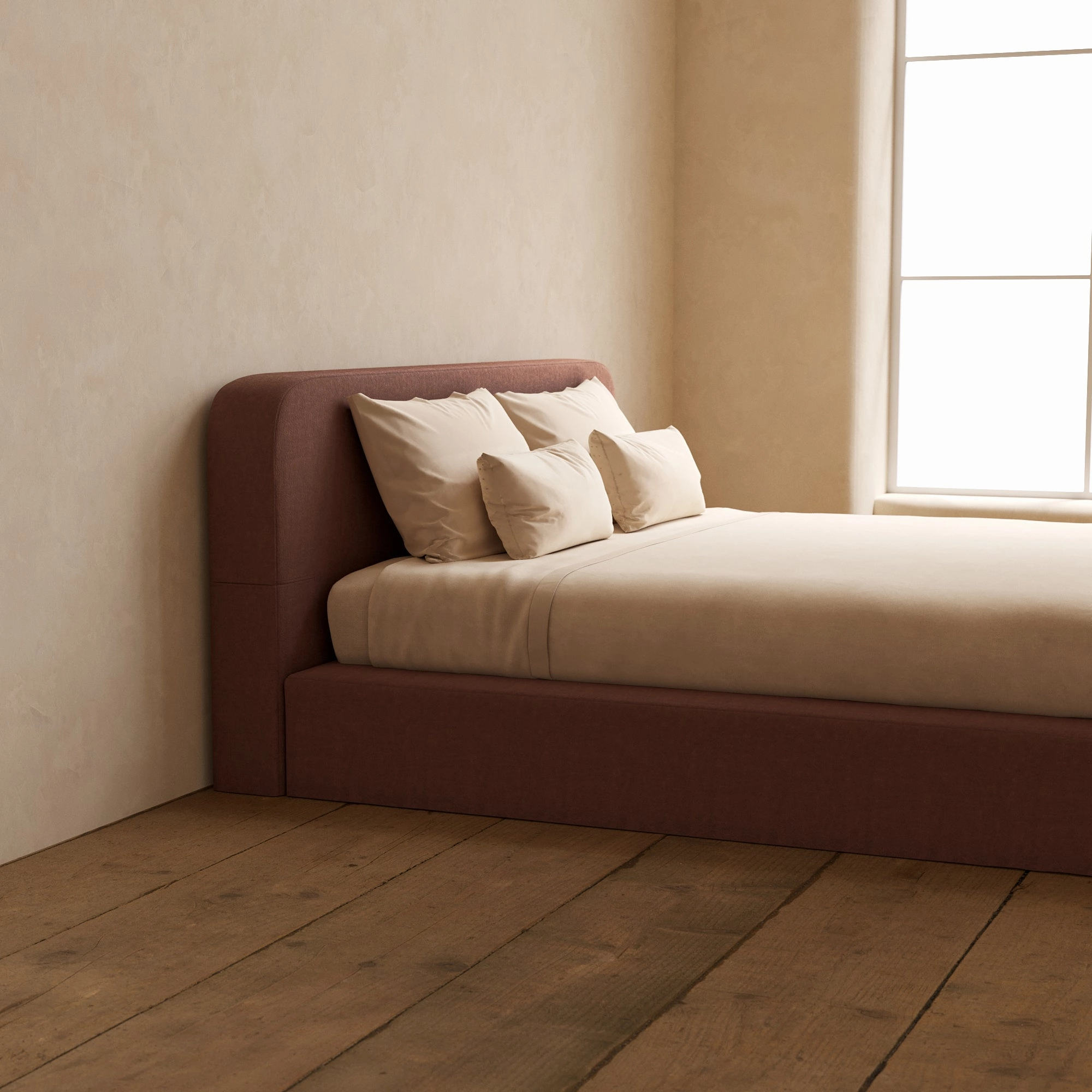 Slipcover Only - King Upholstered Platform Bed   Headboard | Heirloom Velvet in Chestnut