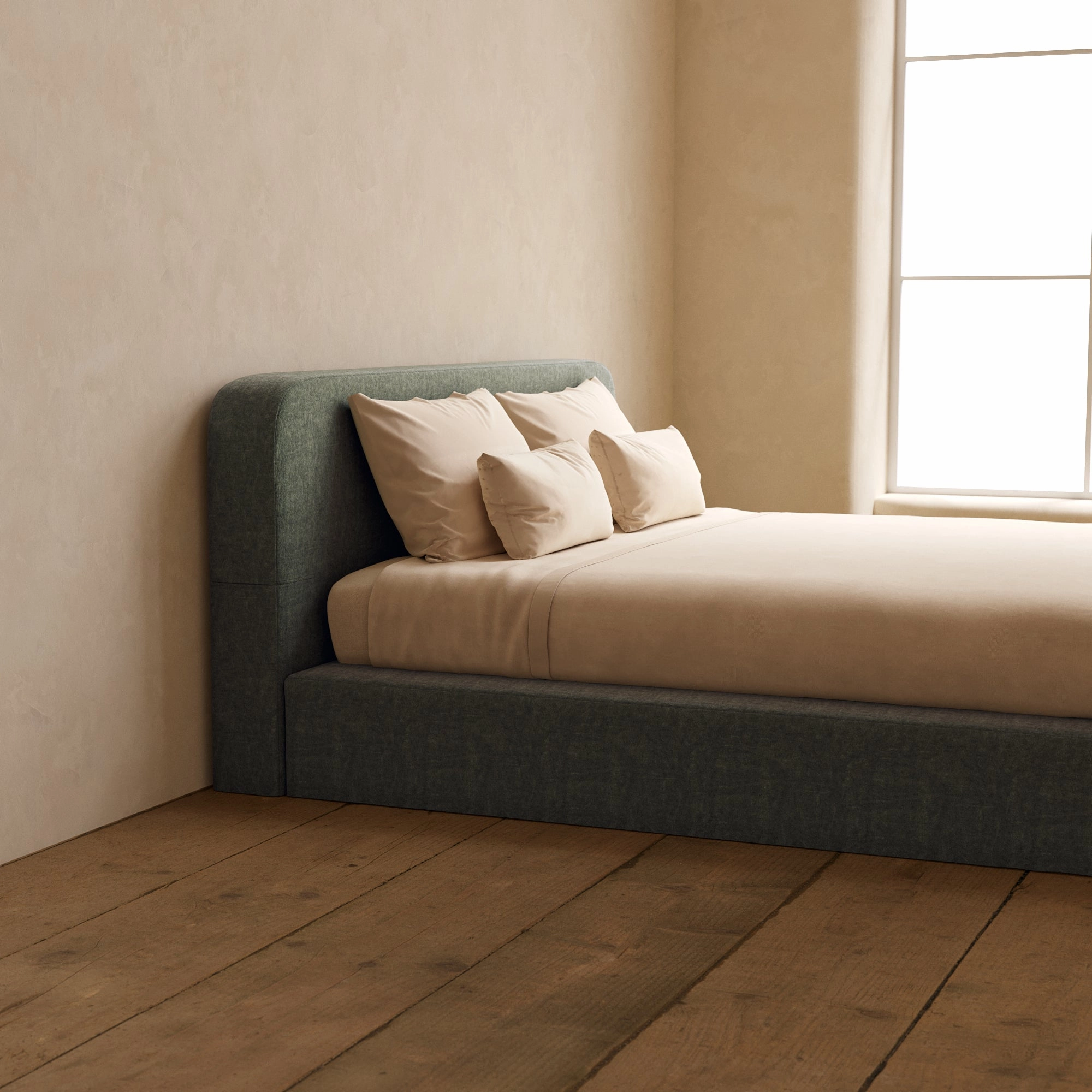 Slipcover Only - King Upholstered Platform Bed   Headboard | Heirloom Velvet in Willow
