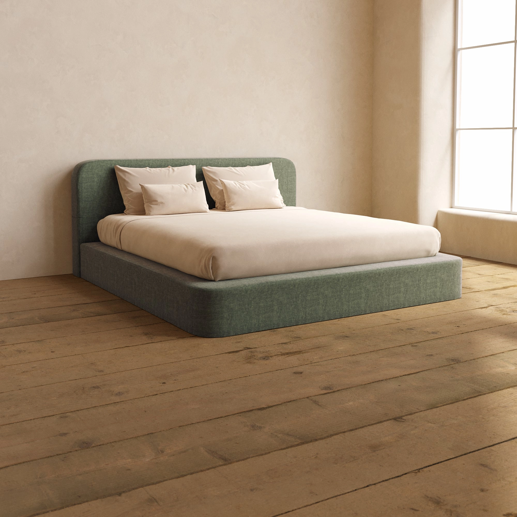 Slipcover Only - King Upholstered Platform Bed   Headboard | Heirloom Velvet in Willow