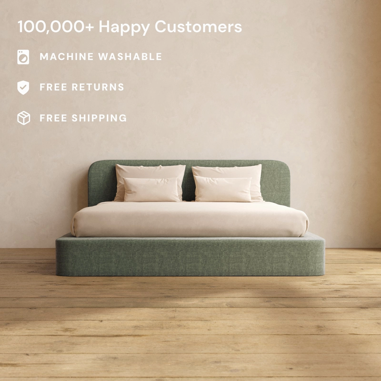 Slipcover Only - King Upholstered Platform Bed   Headboard | Heirloom Velvet in Willow