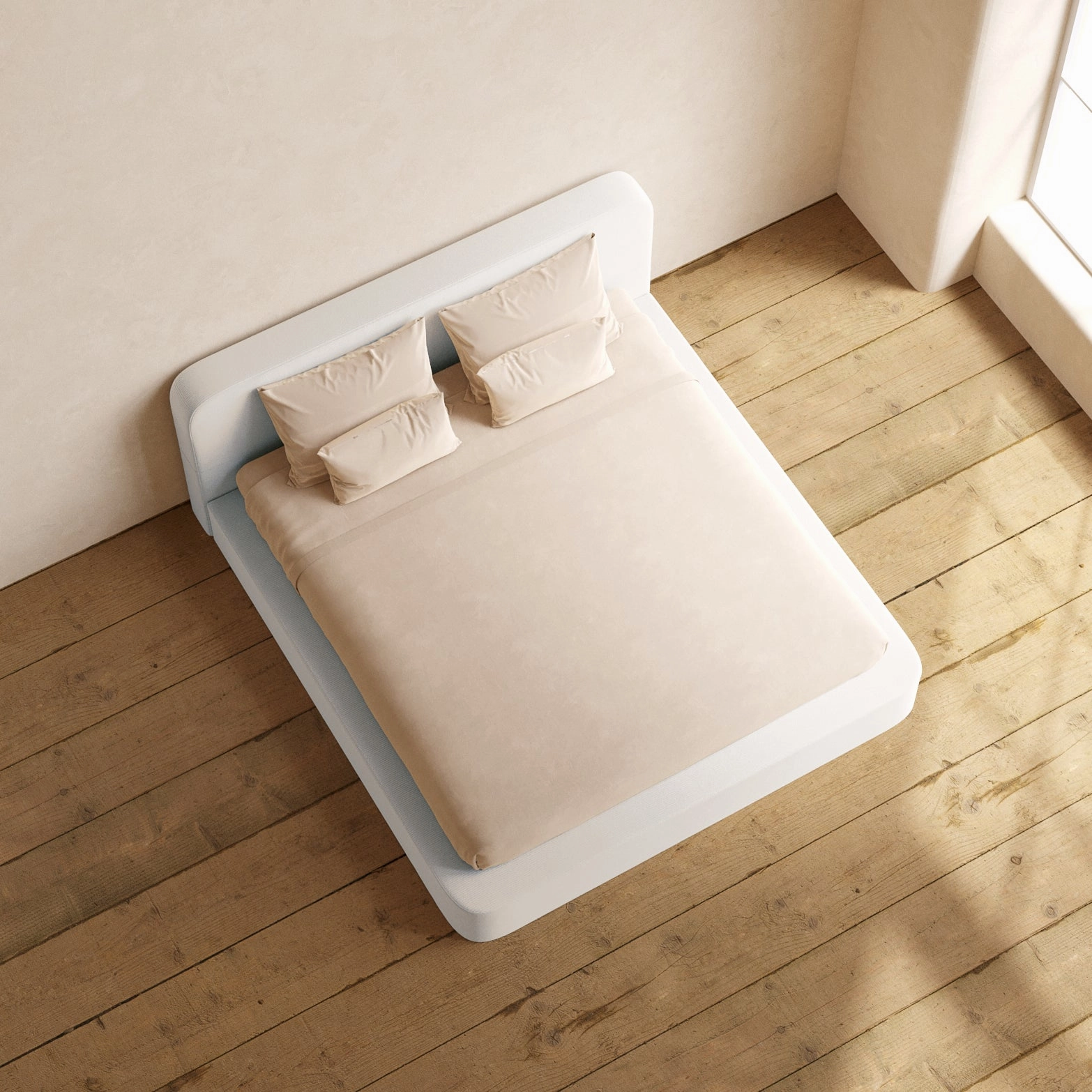 Slipcover Only - King Upholstered Platform Bed   Headboard | Luxe Corduroy in Milk