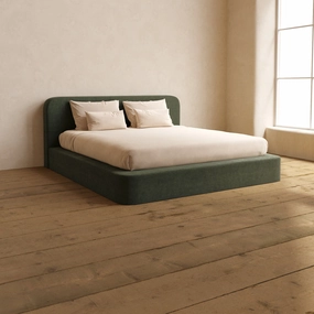 Slipcover Only - King Upholstered Platform Bed   Headboard | Luxe Corduroy in Olivine