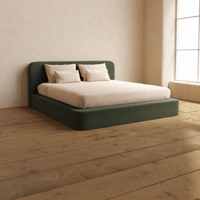 Slipcover Only - King Upholstered Platform Bed   Headboard | Luxe Corduroy in Olivine