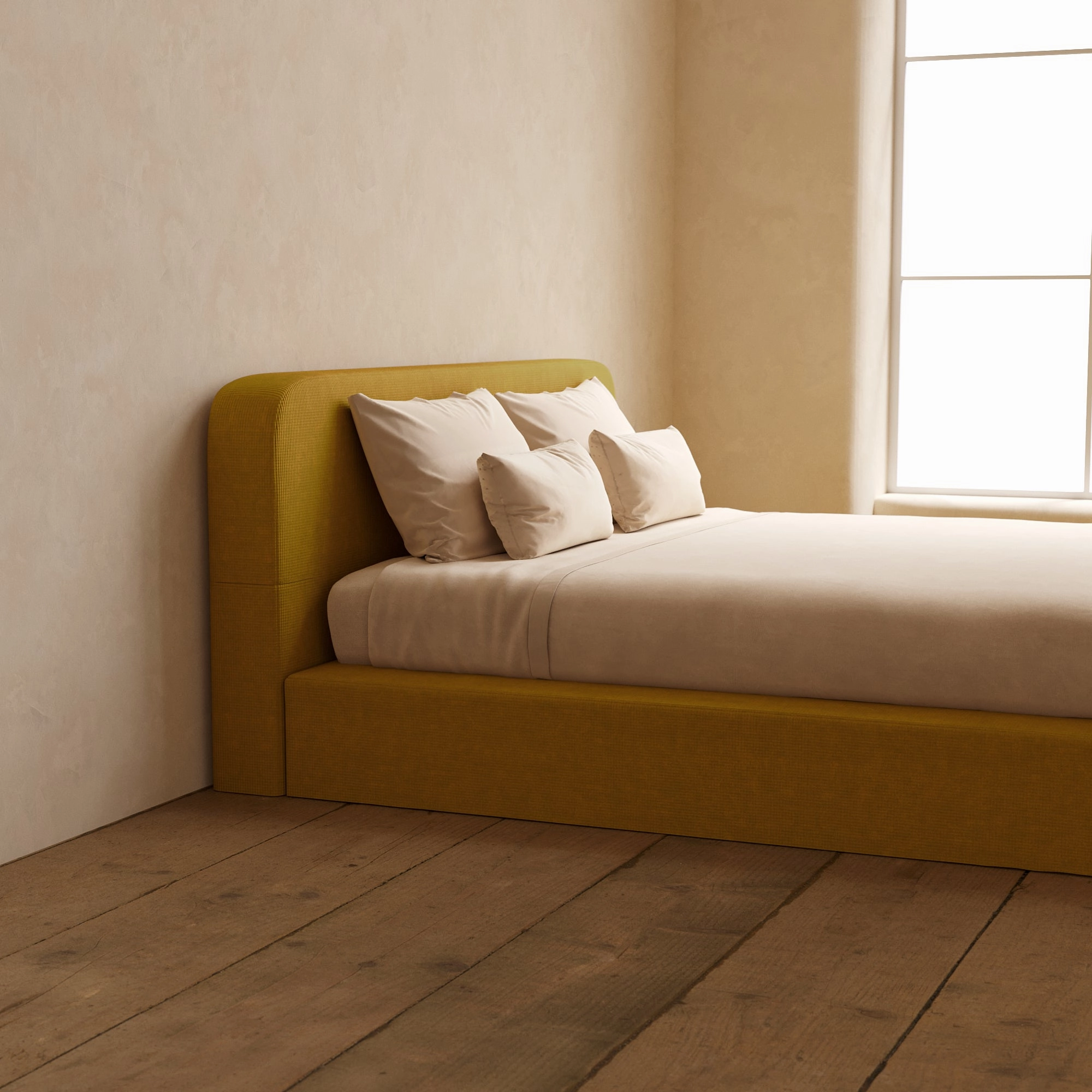 Slipcover Only - King Upholstered Platform Bed   Headboard | Mizu Weave in Kiiro