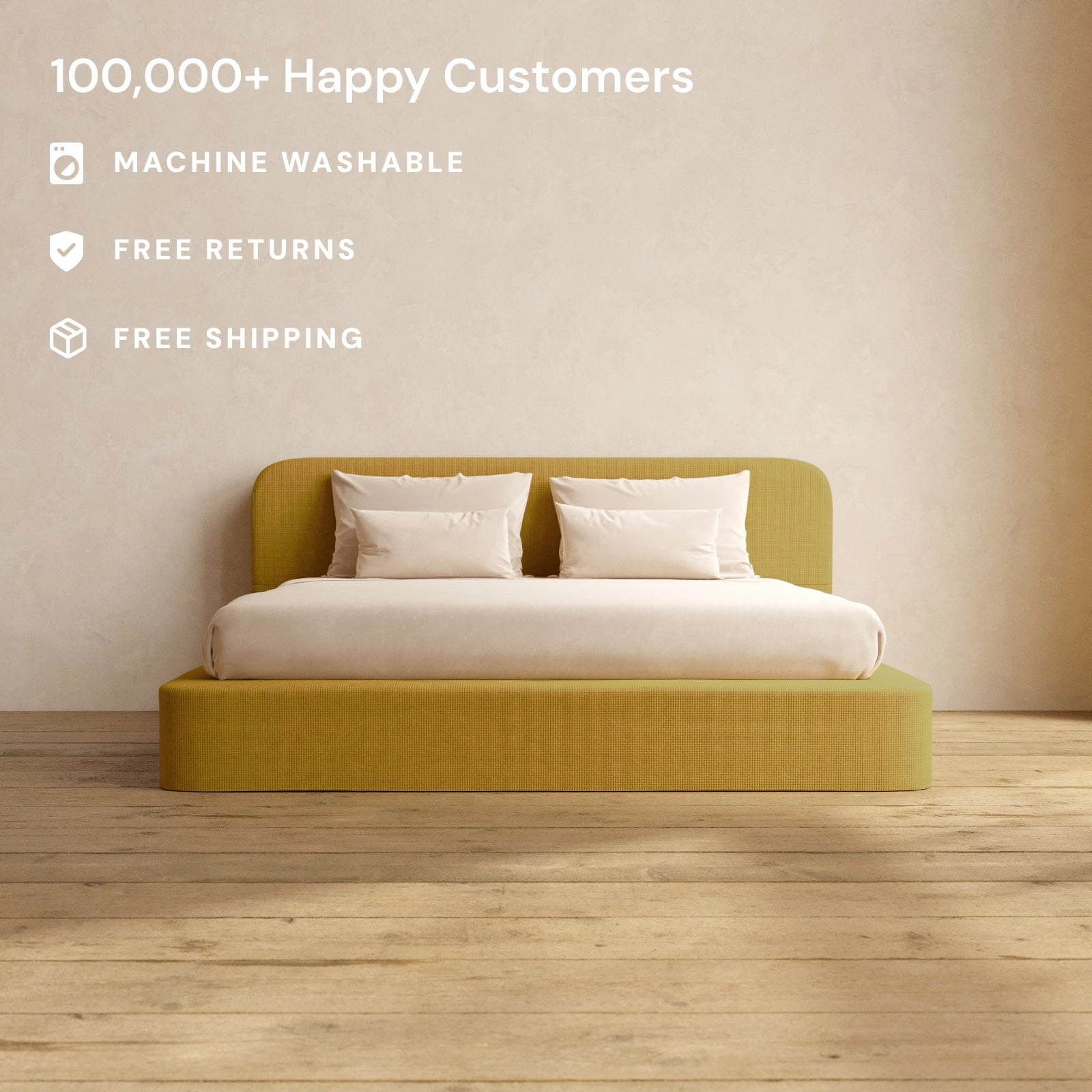 Slipcover Only - King Upholstered Platform Bed   Headboard | Mizu Weave in Kiiro