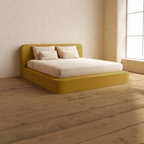 Slipcover Only - King Upholstered Platform Bed   Headboard | Mizu Weave in Kiiro