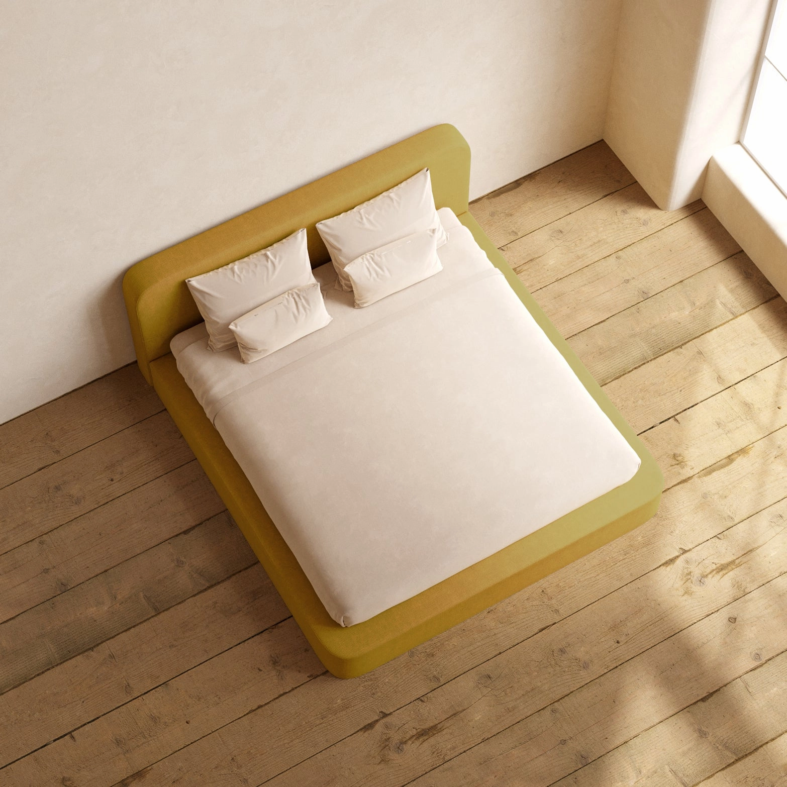 Slipcover Only - King Upholstered Platform Bed   Headboard | Mizu Weave in Kiiro