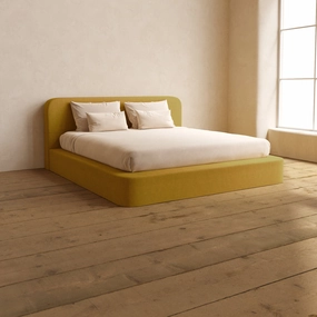 Slipcover Only - King Upholstered Platform Bed   Headboard | Mizu Weave in Kiiro