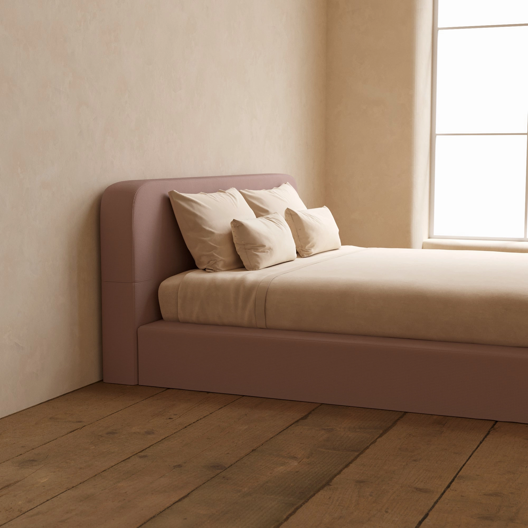 Slipcover Only - King Upholstered Platform Bed   Headboard | Mizu Weave in Sakura