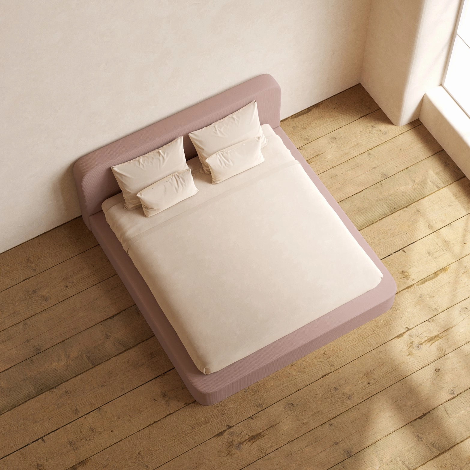 Slipcover Only - King Upholstered Platform Bed   Headboard | Mizu Weave in Sakura