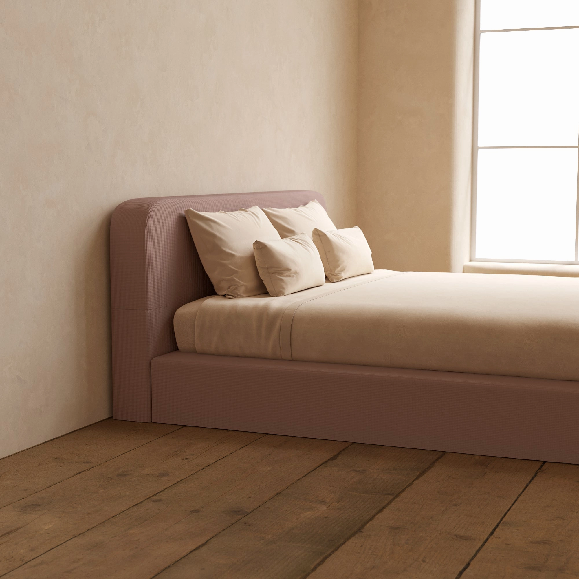 Slipcover Only - King Upholstered Platform Bed   Headboard | Mizu Weave in Sakura