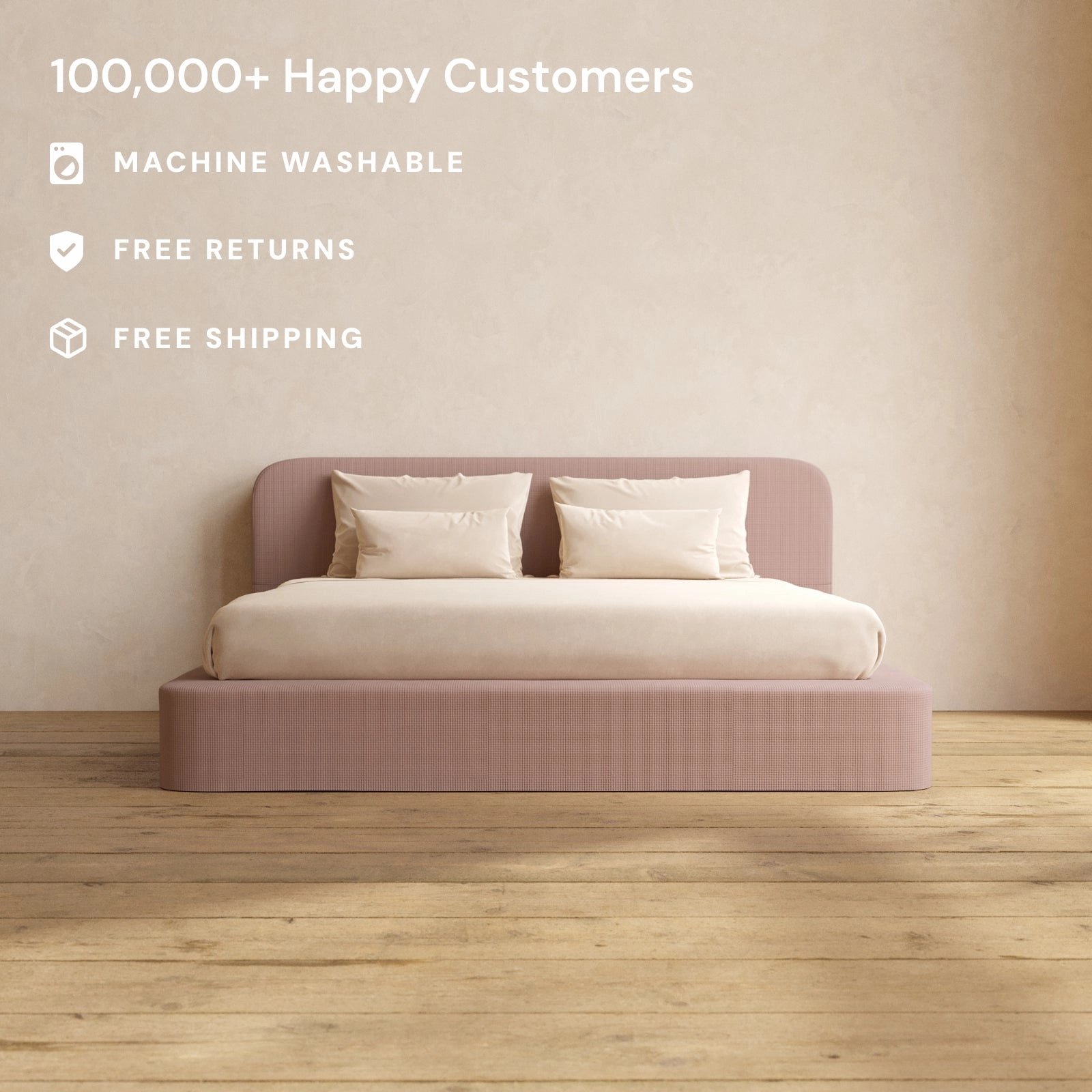 Slipcover Only - King Upholstered Platform Bed   Headboard | Mizu Weave in Sakura