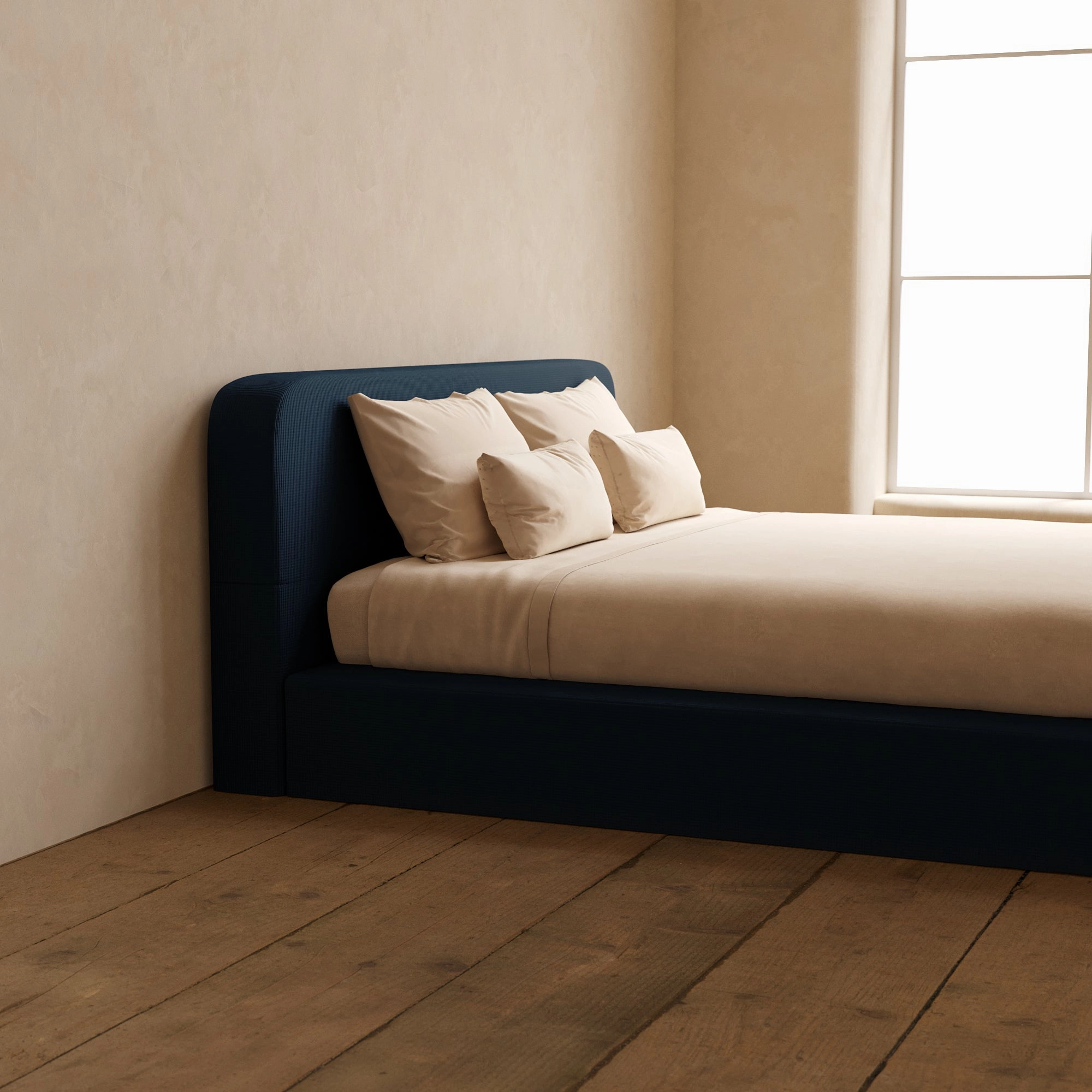 Slipcover Only - King Upholstered Platform Bed   Headboard | Mizu Weave in Sumi