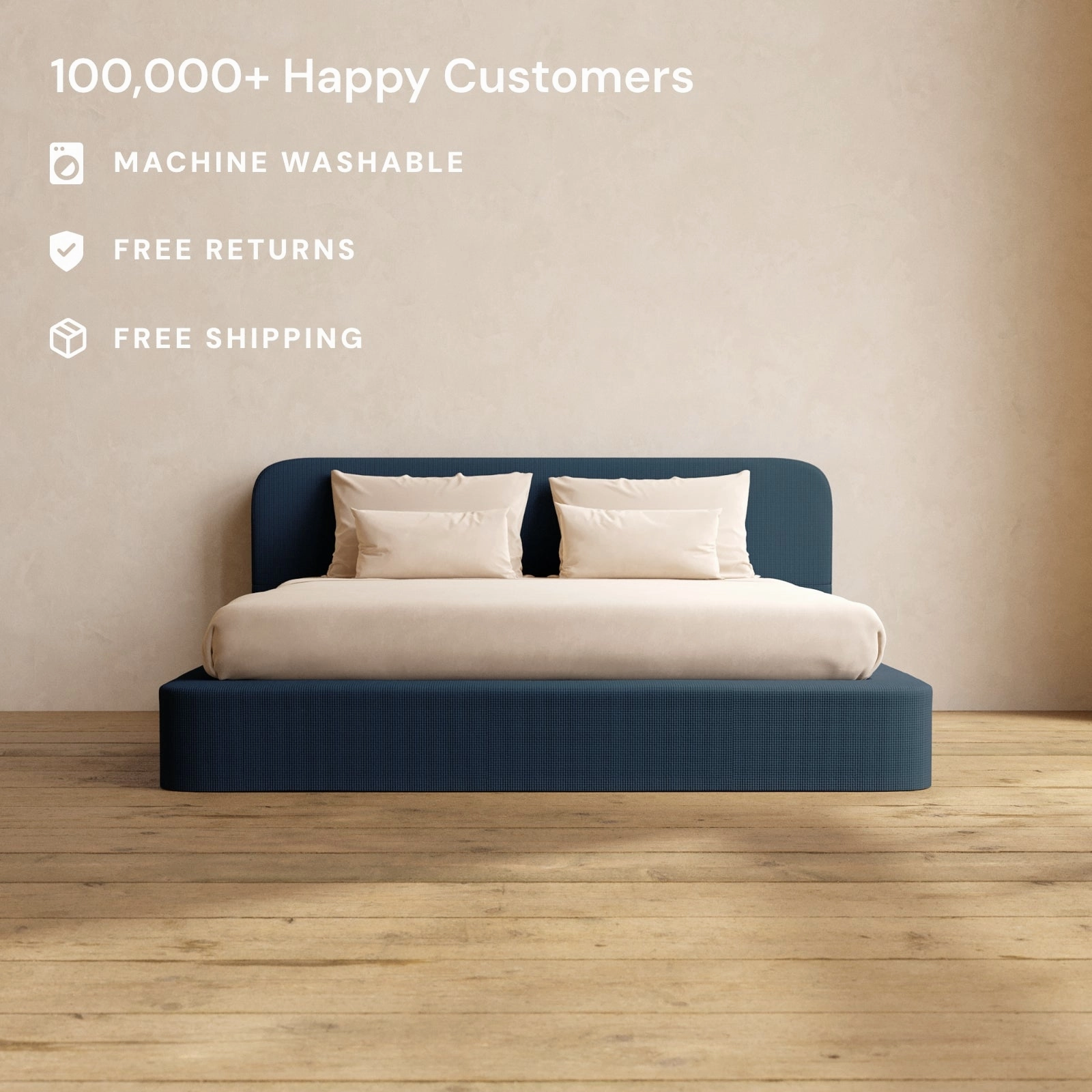 Slipcover Only - King Upholstered Platform Bed   Headboard | Mizu Weave in Sumi