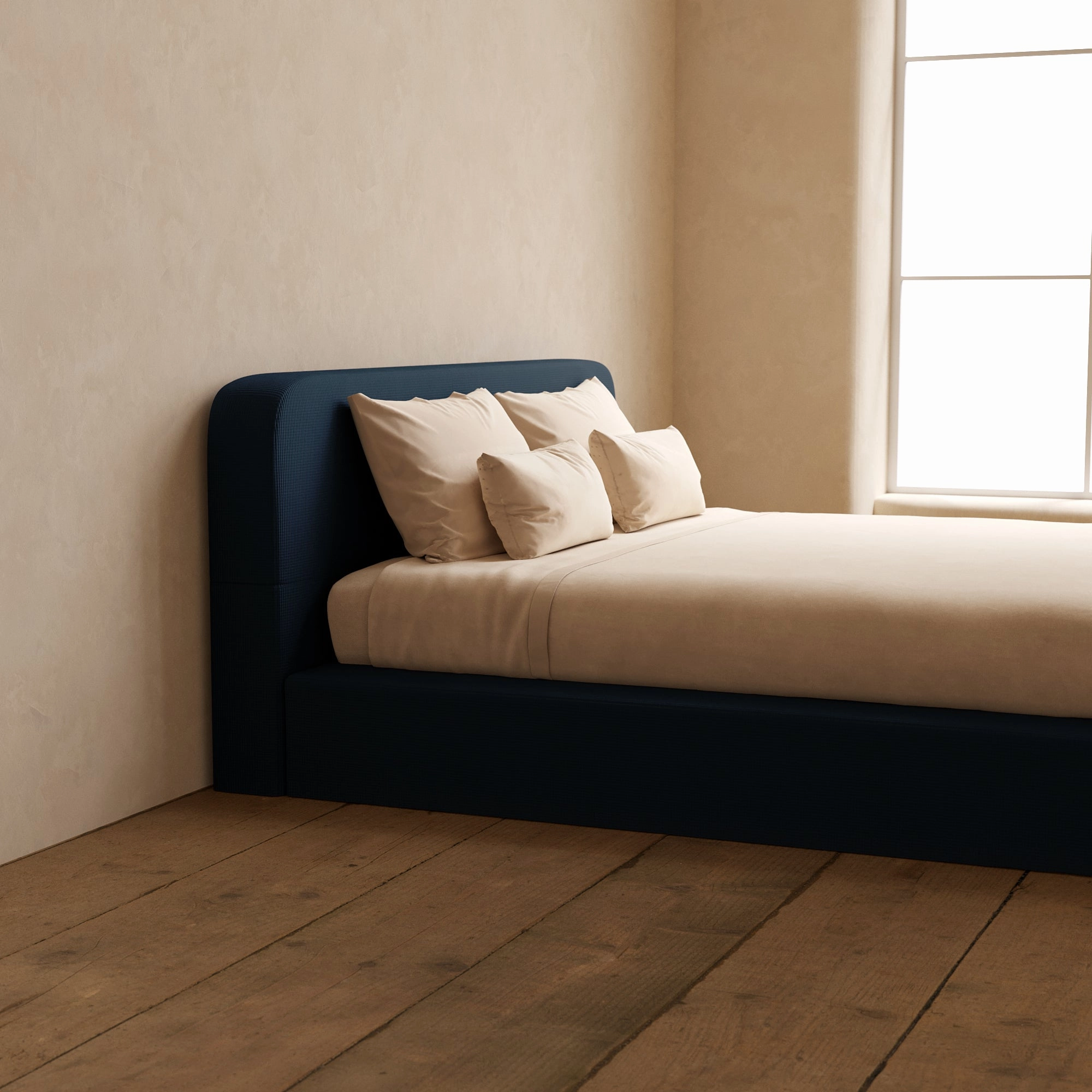 Slipcover Only - King Upholstered Platform Bed   Headboard | Mizu Weave in Sumi