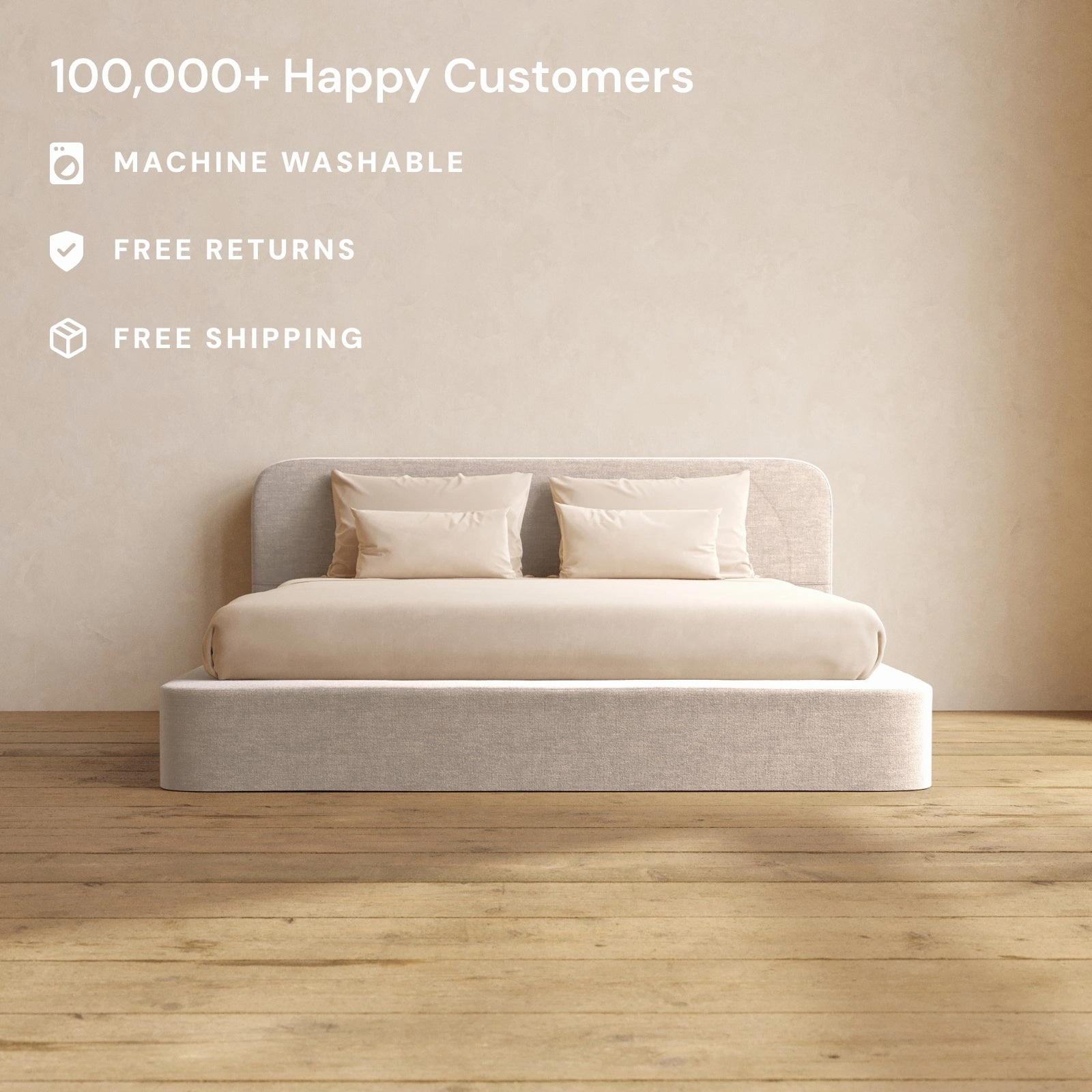 Slipcover Only - King Upholstered Platform Bed   Headboard | Mod Velvet in Mist