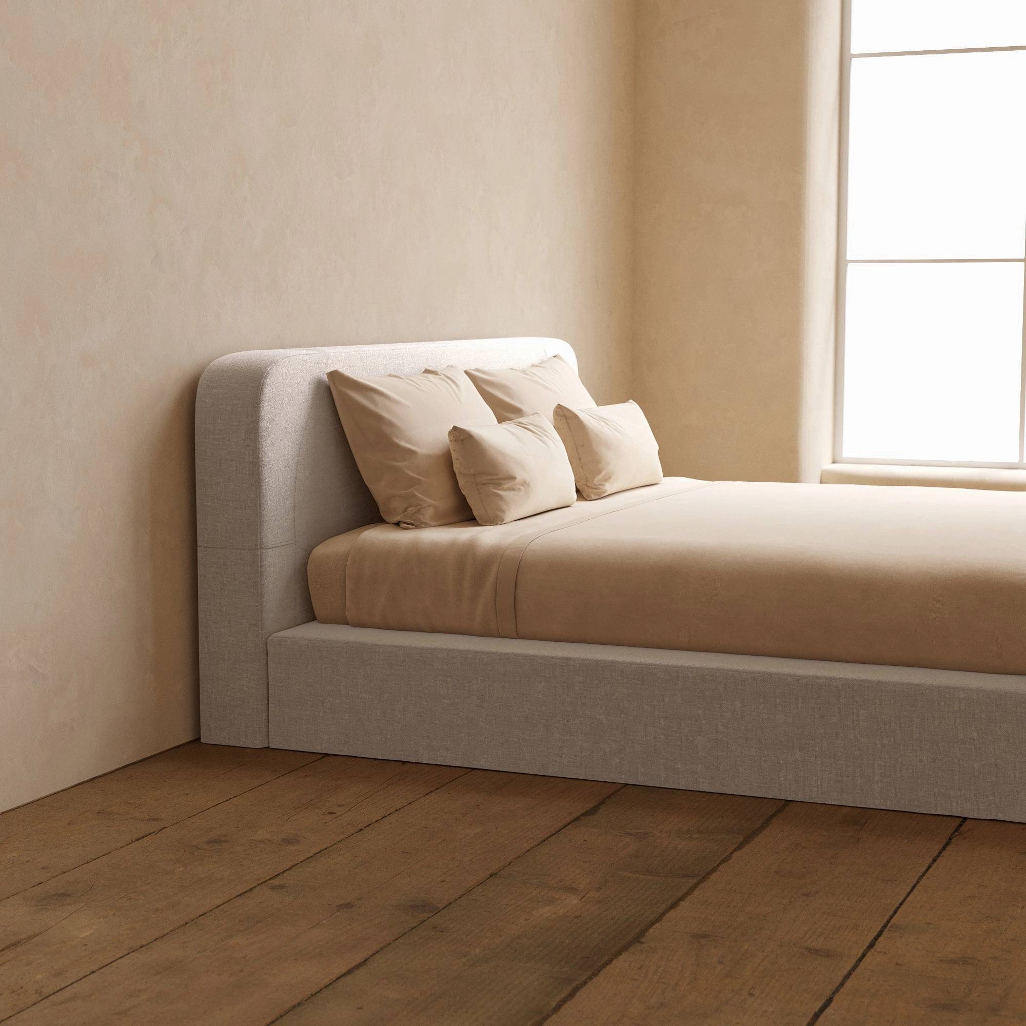 Slipcover Only - King Upholstered Platform Bed   Headboard | Mod Velvet in Mist