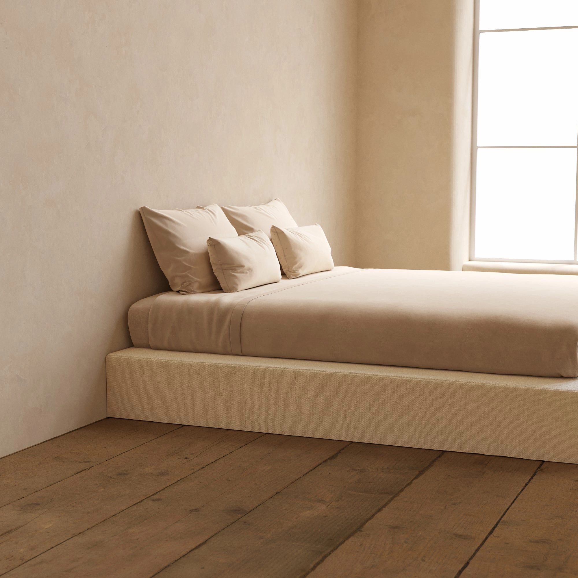 Slipcover Only - King Upholstered Platform Bed | Knit Velvet in Powder