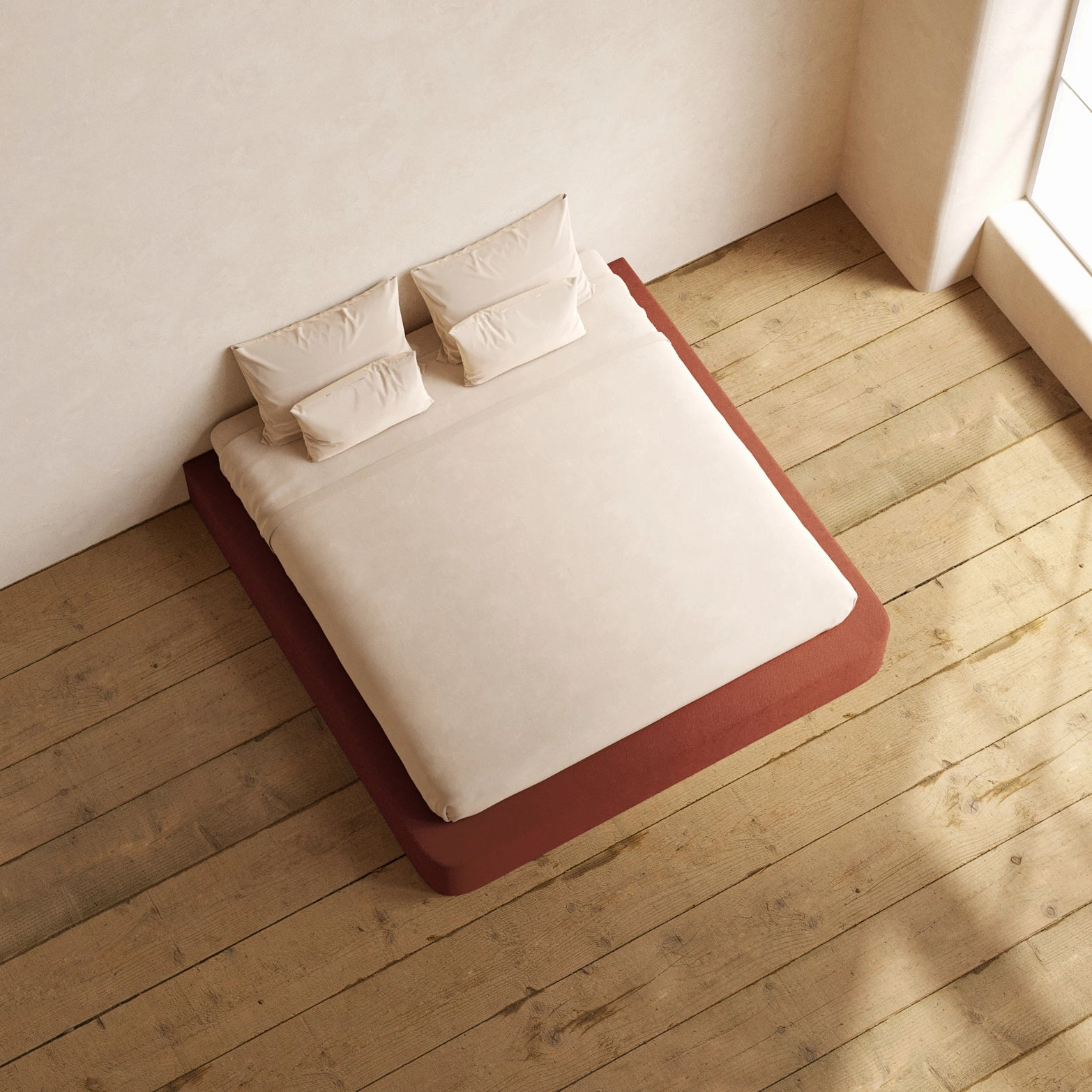 Slipcover Only - King Upholstered Platform Bed | Knit Velvet in Rust